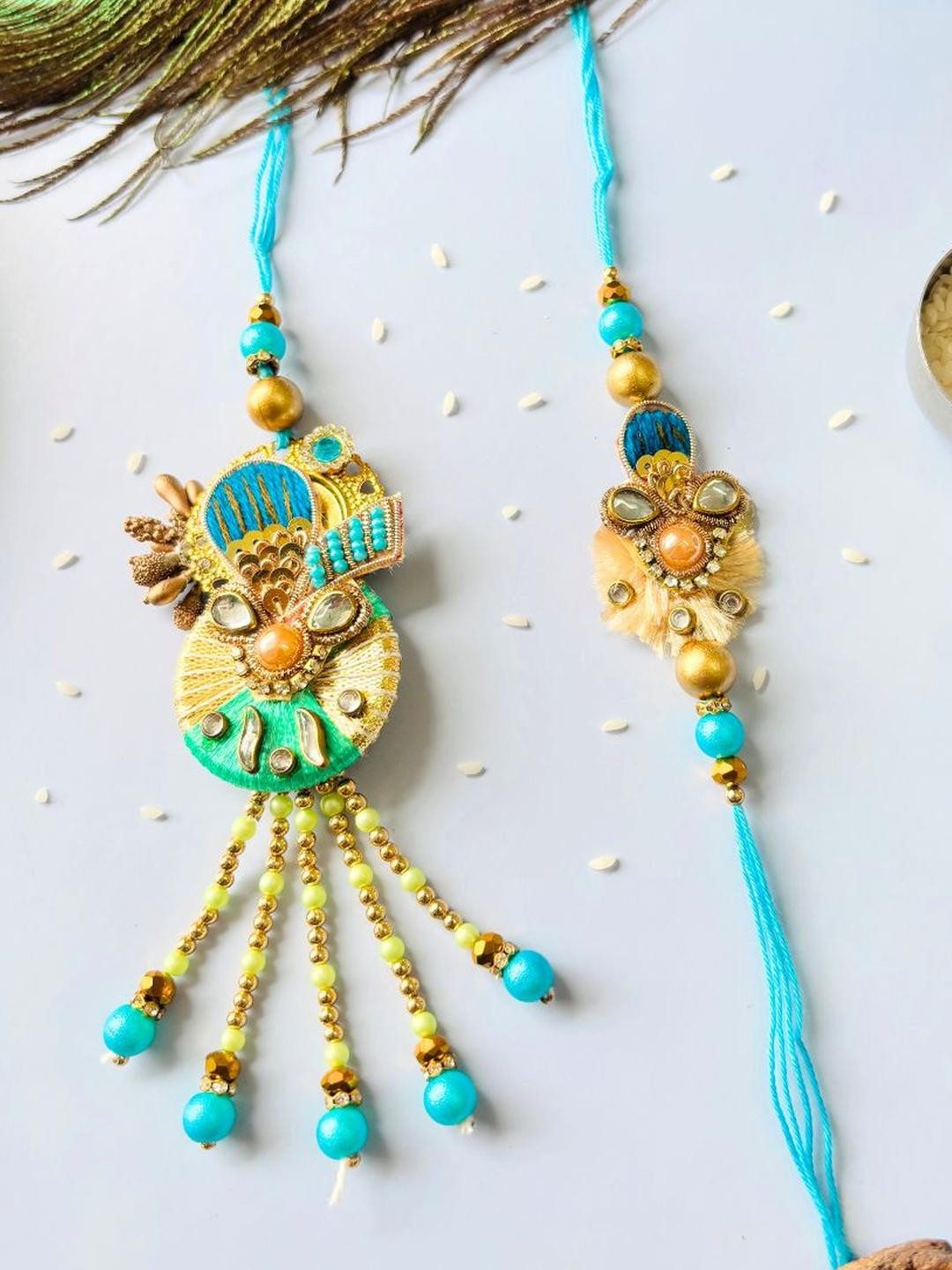 Tipsy closet Beaded Bhaiya Bhabhi Rakhi