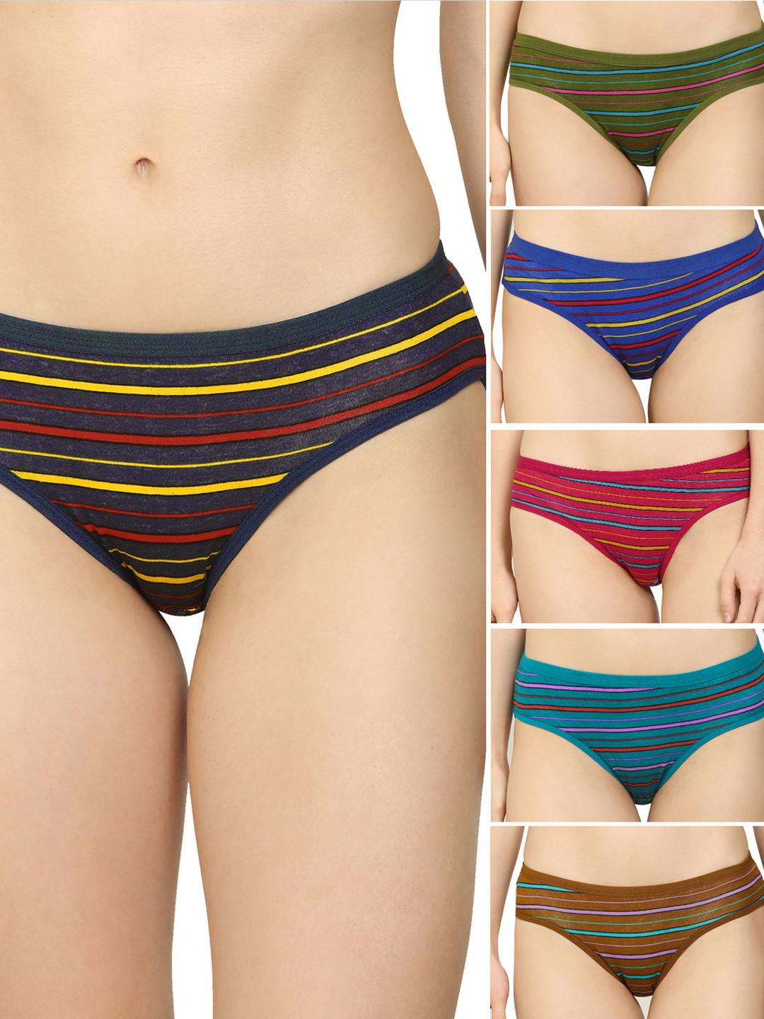 New stylish Black,Green,Beige,Blue,Pink,Purple Cotton Hipster Multicolor Panties Pack of 6