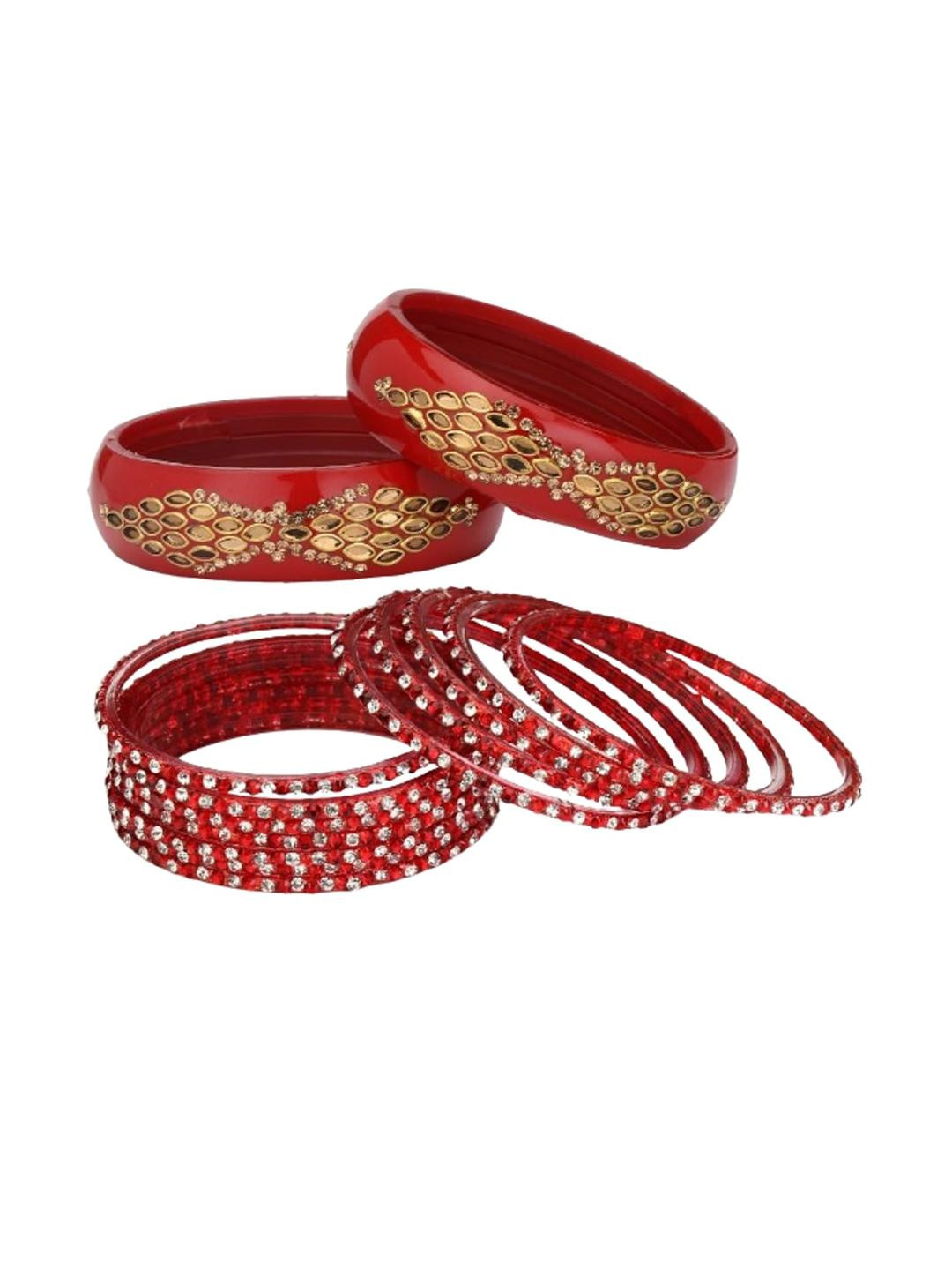 SOMIL Women Red Bangles and Kada Set