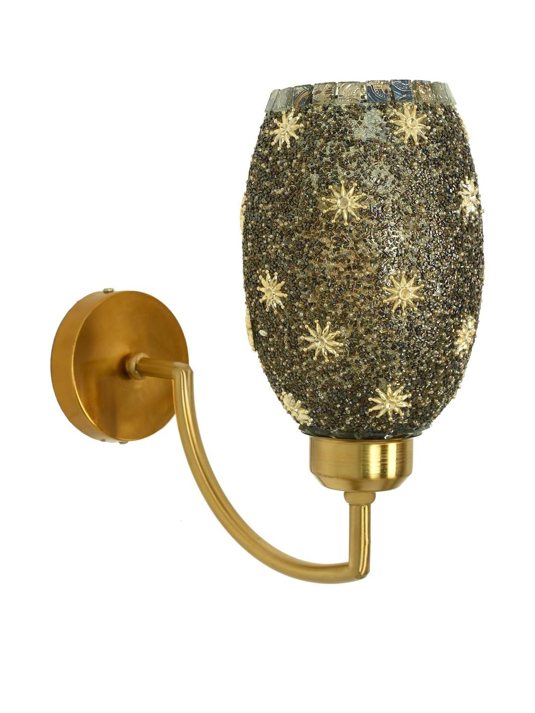 Somil Gold Plated Black Glass Elegant & Stylish Decor Modern Interiors Wall Lamps