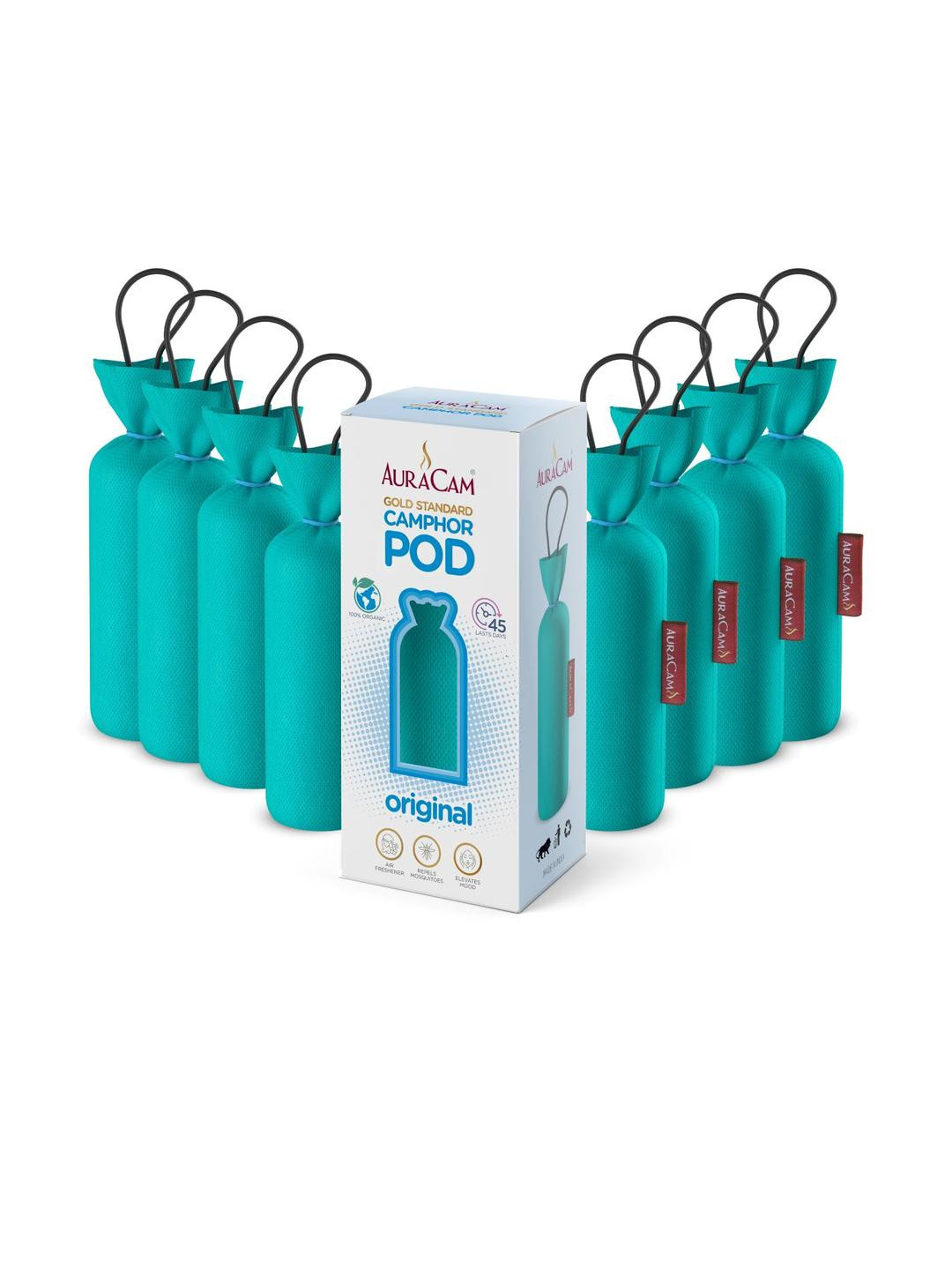 AuraCam Set of 8 Gold Standard Camphor Pod Cone Original Air freshener