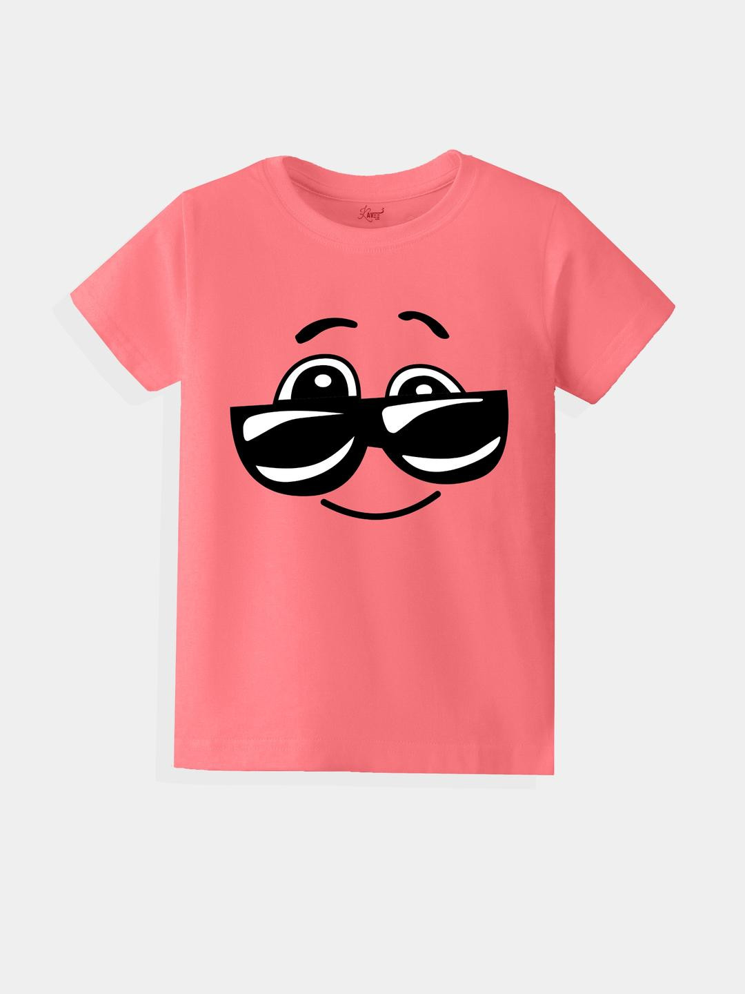 KAVEE Pure Cotton Half Sleeves Goggles Printed Bio Washed Tee -Peach