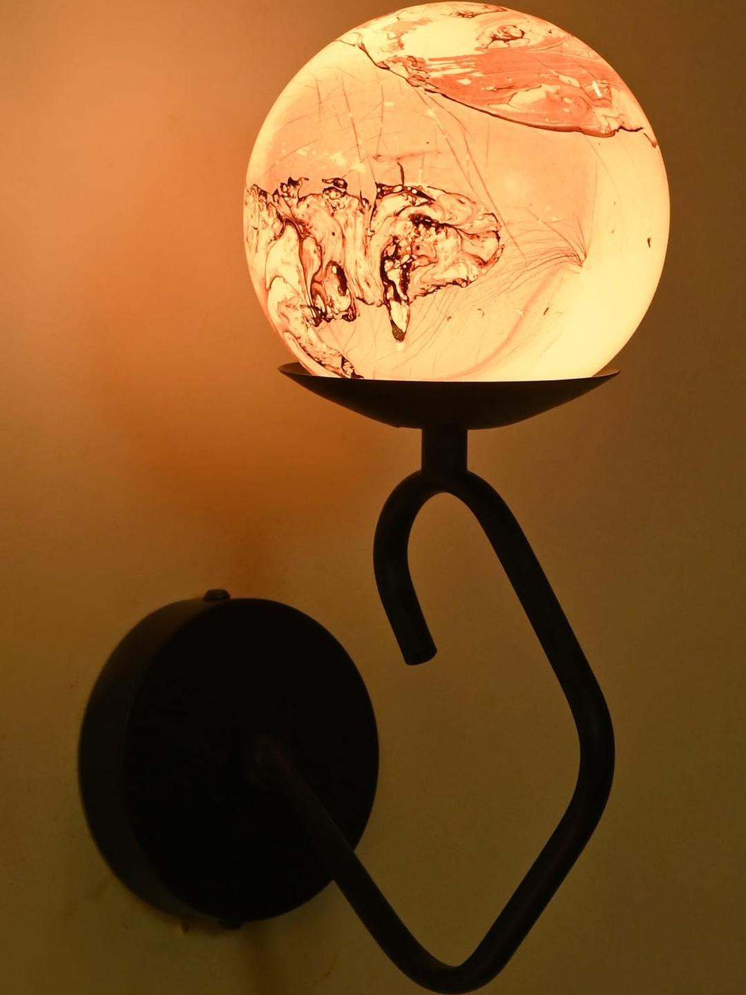 Somil Brown & White Stylish Glass Wall Night Lamp