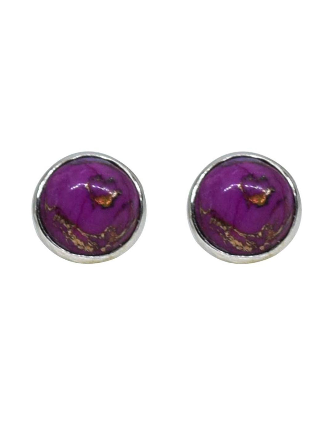 Silver Planets 92.5-925 Sterling Silver Purple Turquoise Stone Latest Stud Earrings for Women and Girls (Turquoise Purple)
