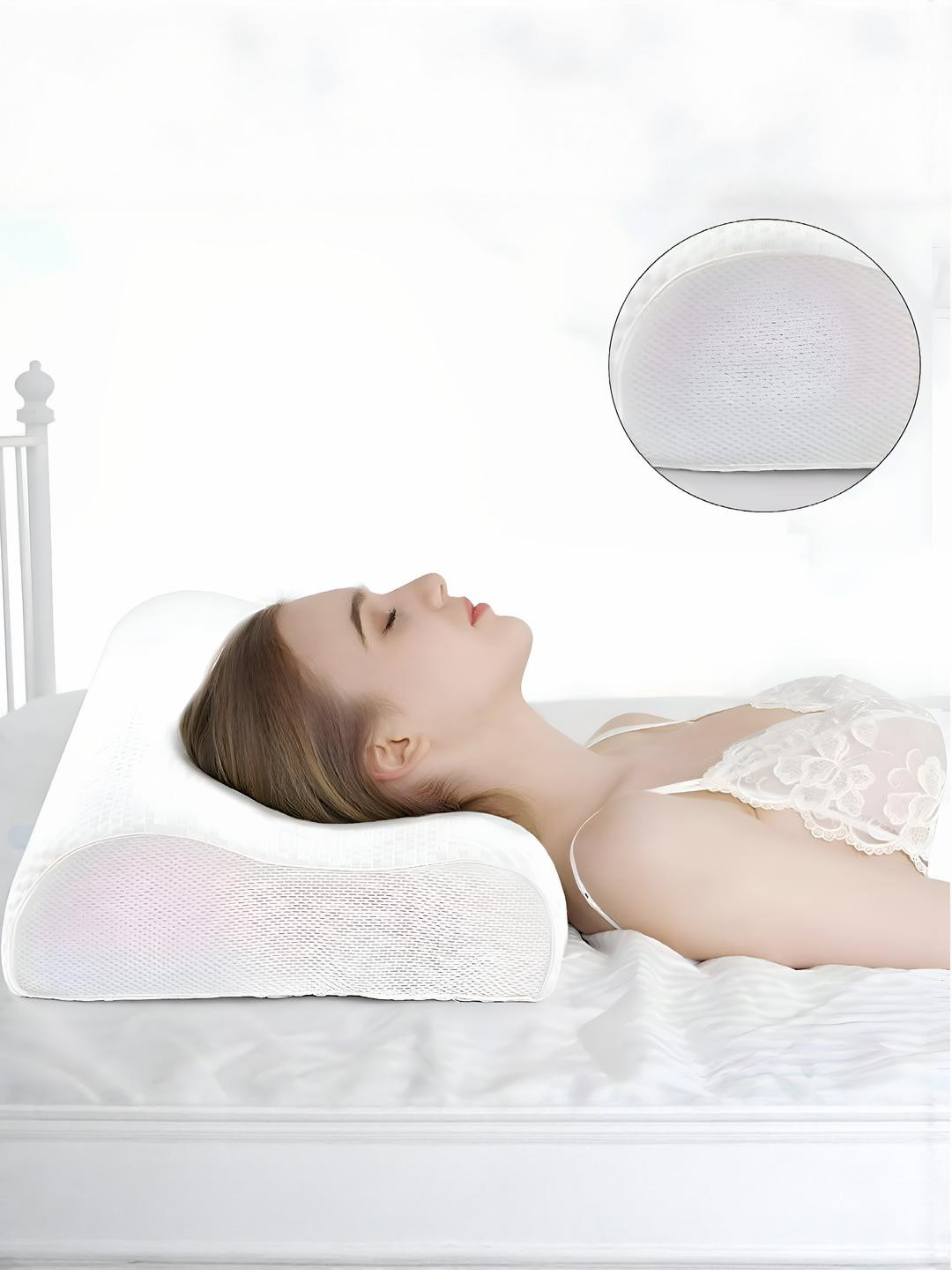 VIV-ATIQ White Memory Foam Filled Cotton Lightweight Sleep Pillow