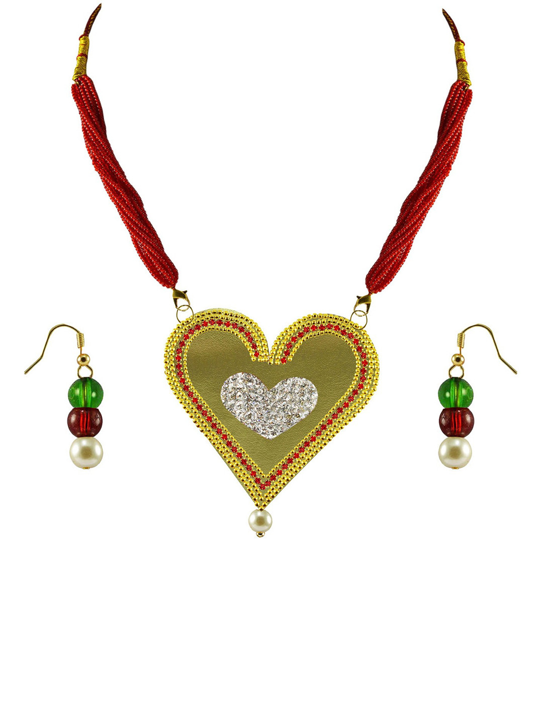 Vidhya Kangan Women Gold And Red Handcrafted Jewellery Set