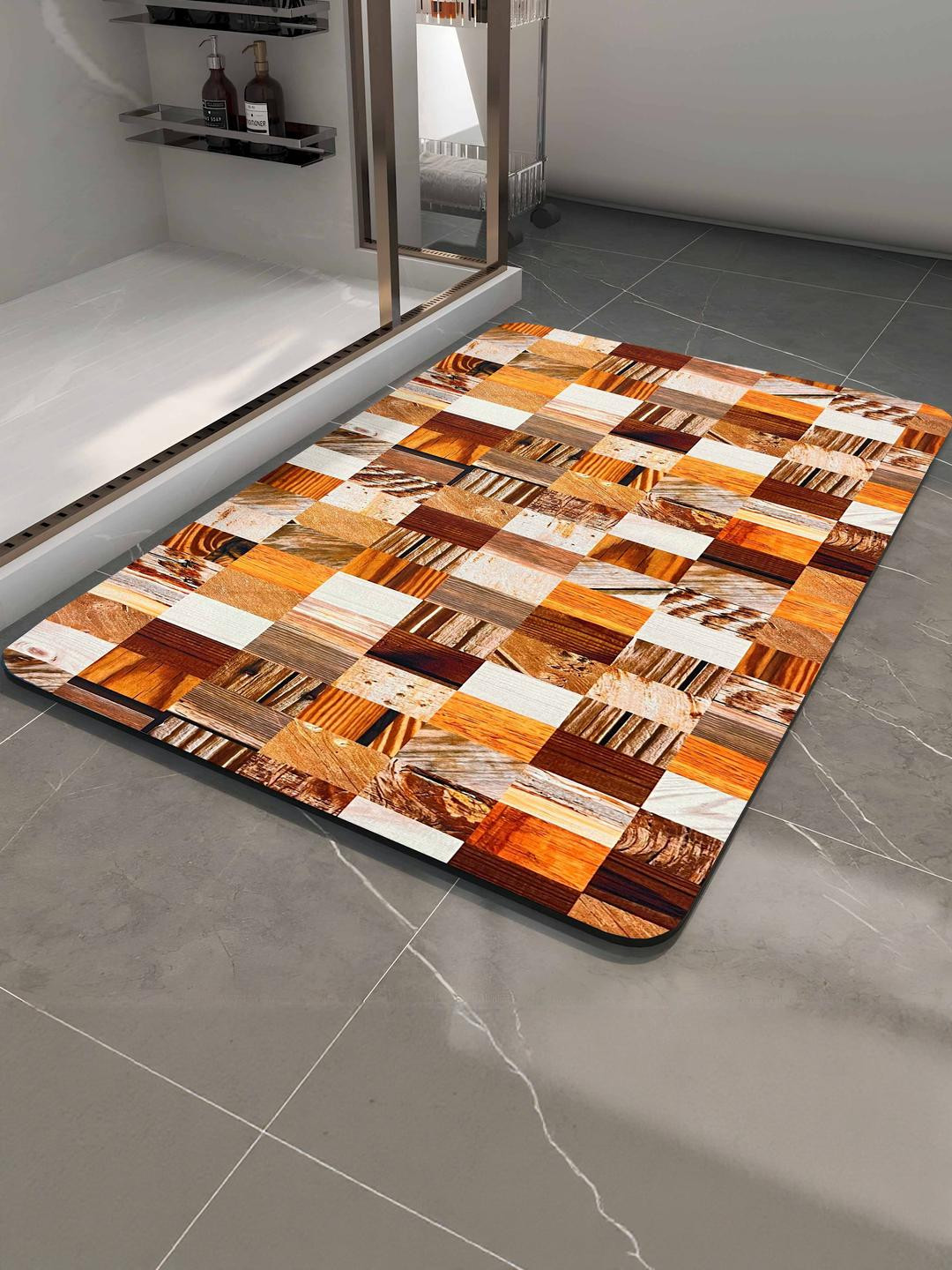 IVAZA Brown & Yellow Bath Rug