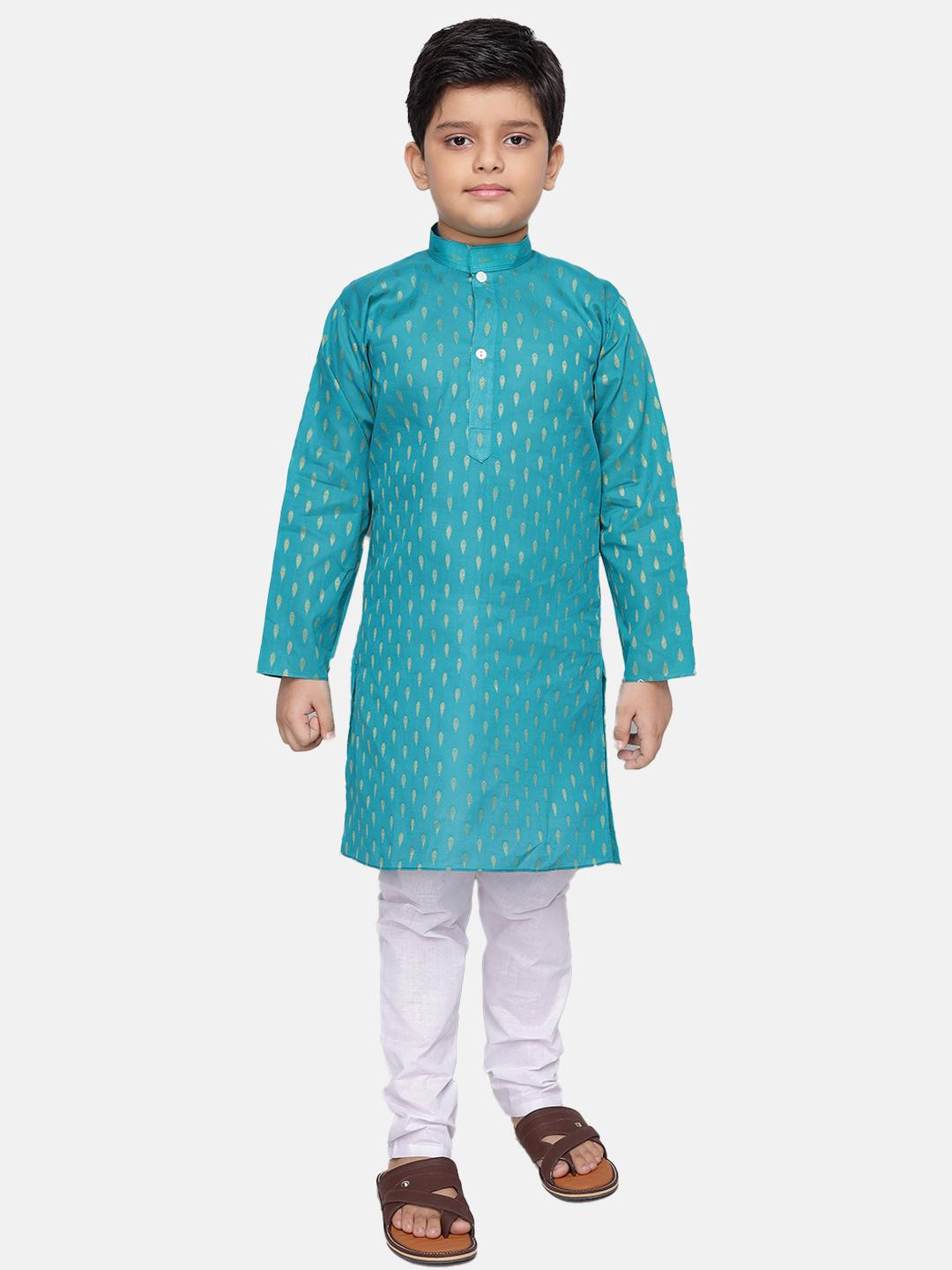 Covetus Kids-Boys Teal Kurta Sets