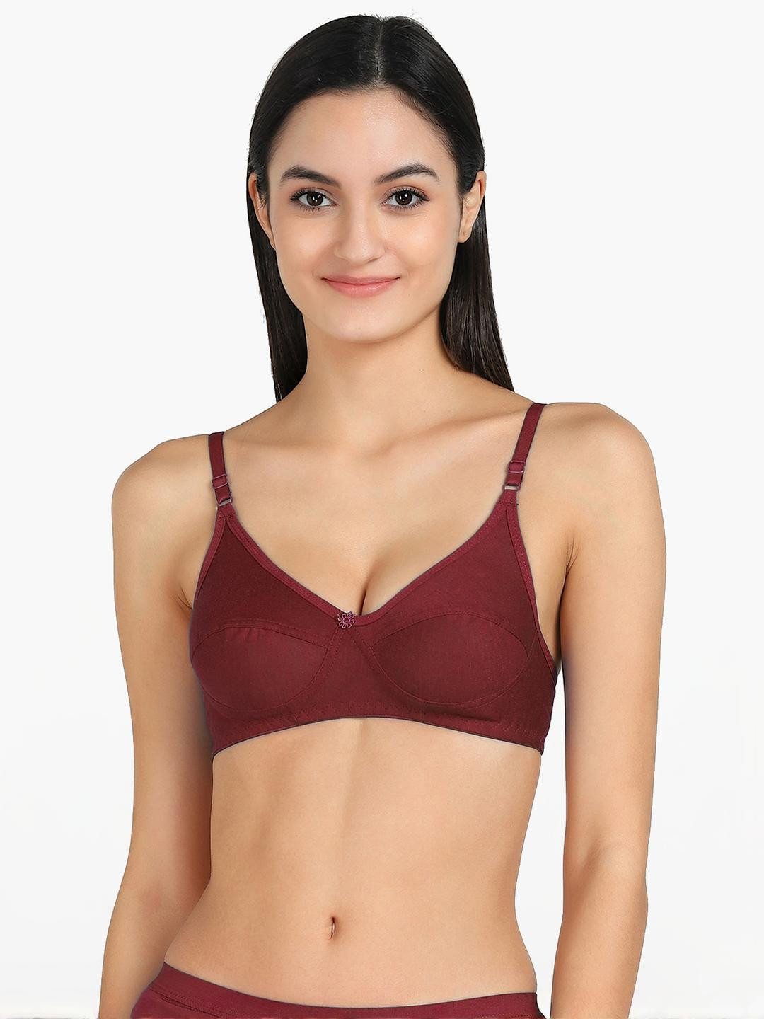 Women Cotton Maroon,Red Non Padded Non-Wired Lingerie Bra Sport wear Gym Crop Tank Top