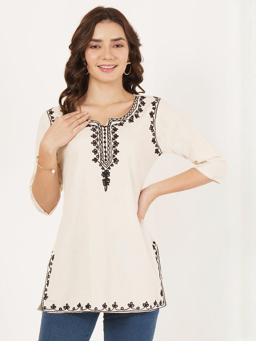 Ethic Glance Women Off White Tops