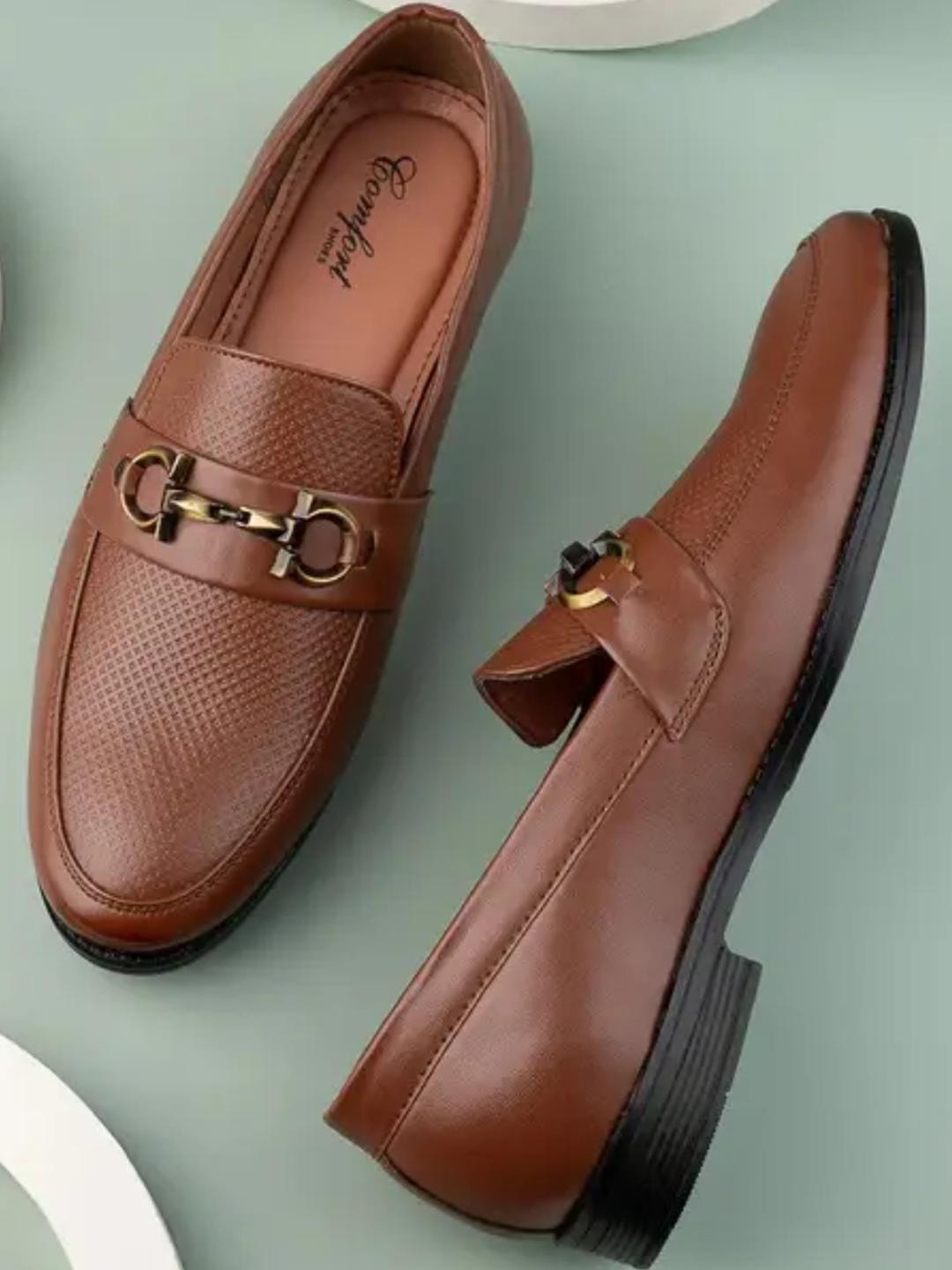 FASINO Men Tan Formal Shoes