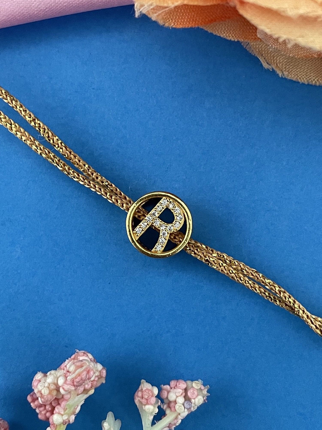 Digital Dress Room R Letter Initial AD Studded Thread Rakhi