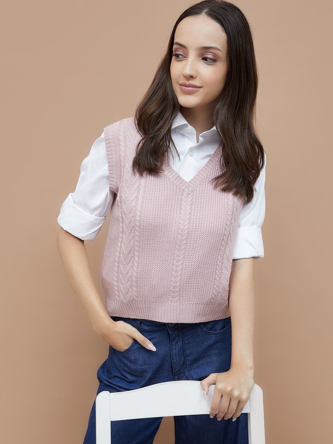 Fame Forever by Lifestyle Women Cable Knit Sweater Vest