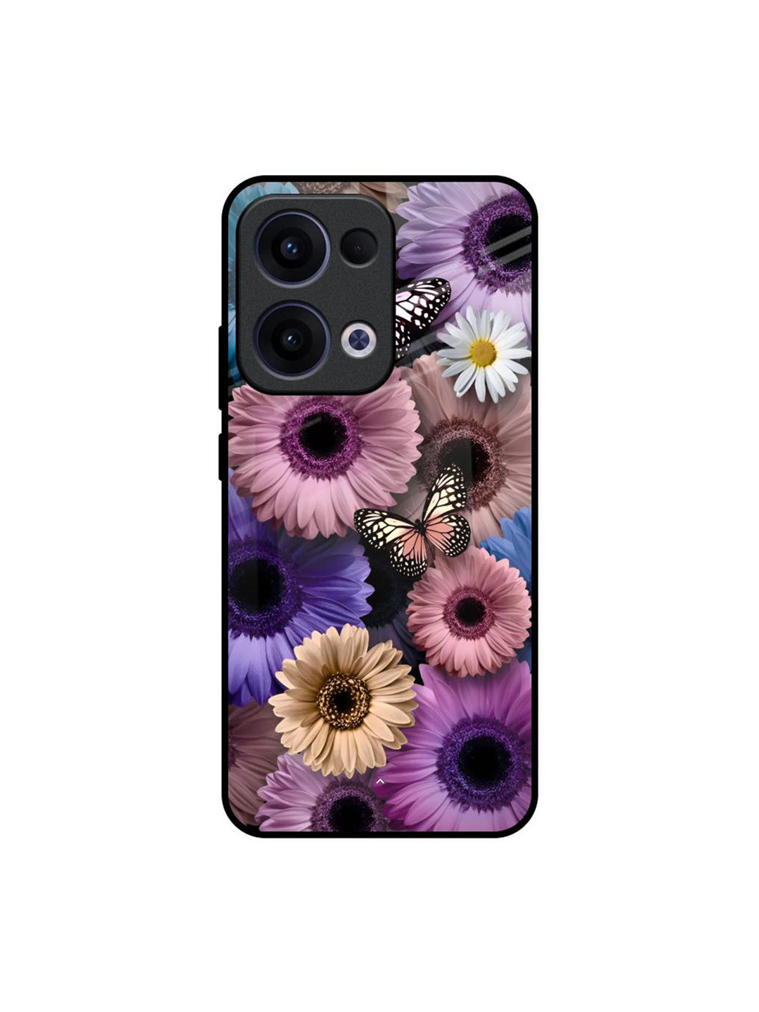 QRIOH Butterfly Garden Glass Case for Oppo Reno13 5G Back Case Mobile Accessories