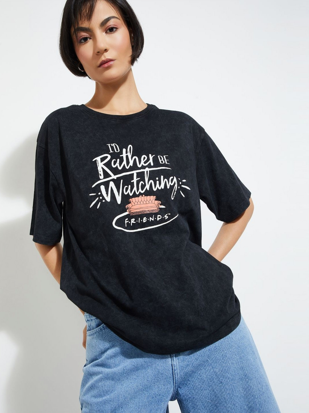 max Women Friends Typography Printed Round Neck Pure Cotton T-shirt