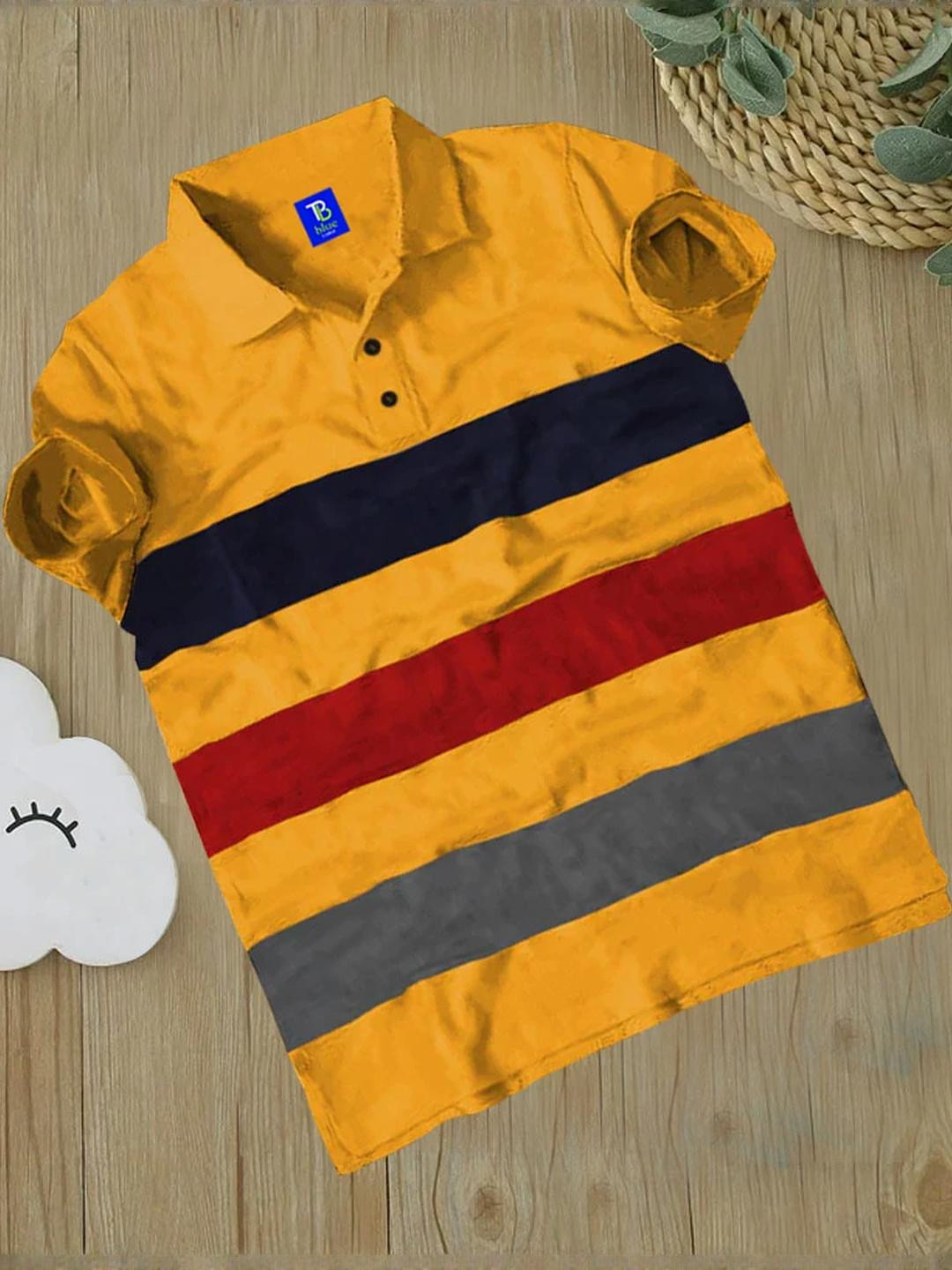 TB BLUE Boys Striped Polo T-shirt