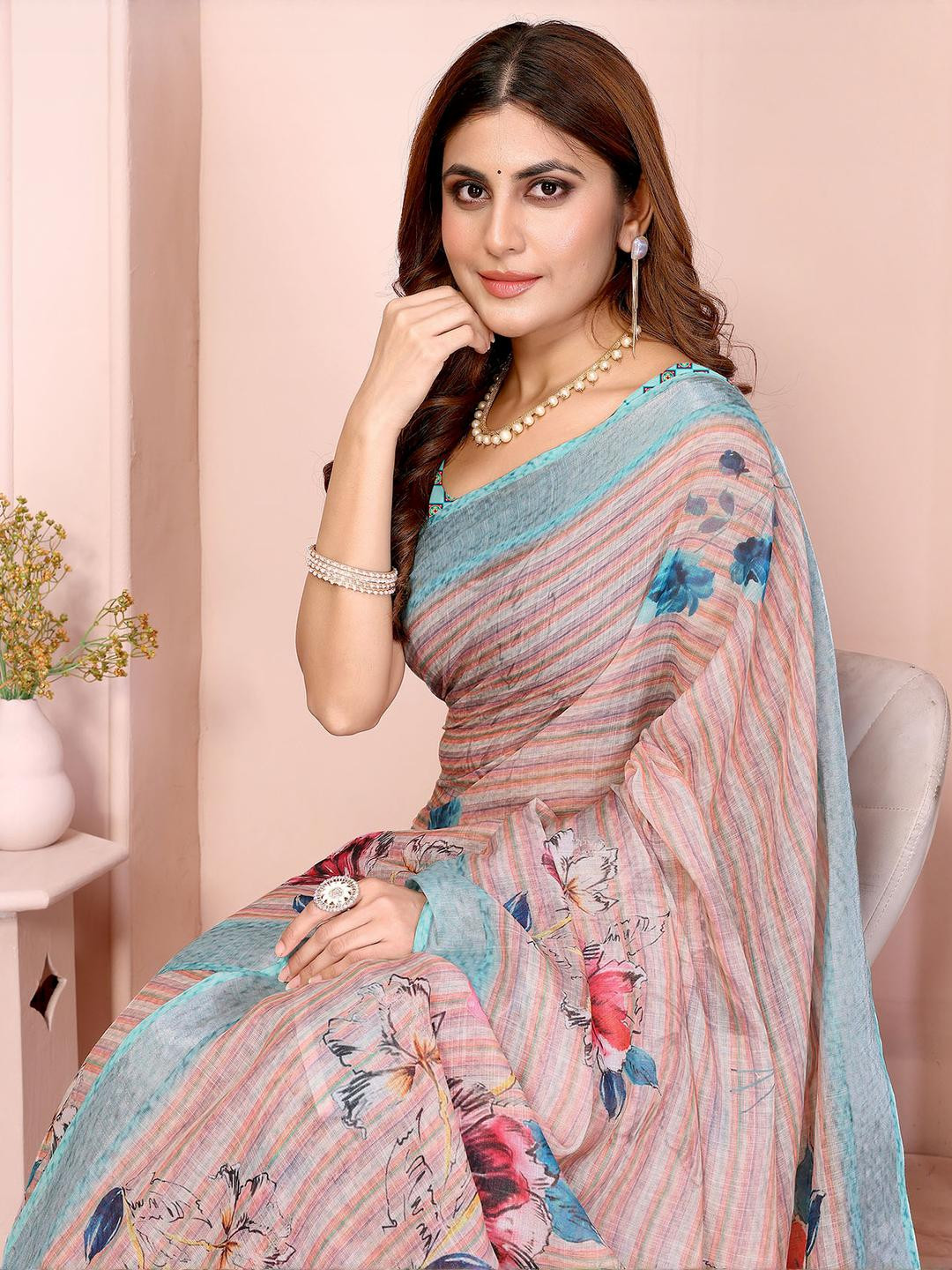 JYA Cotton Linen Celebrity Ethnic Saree For Women
