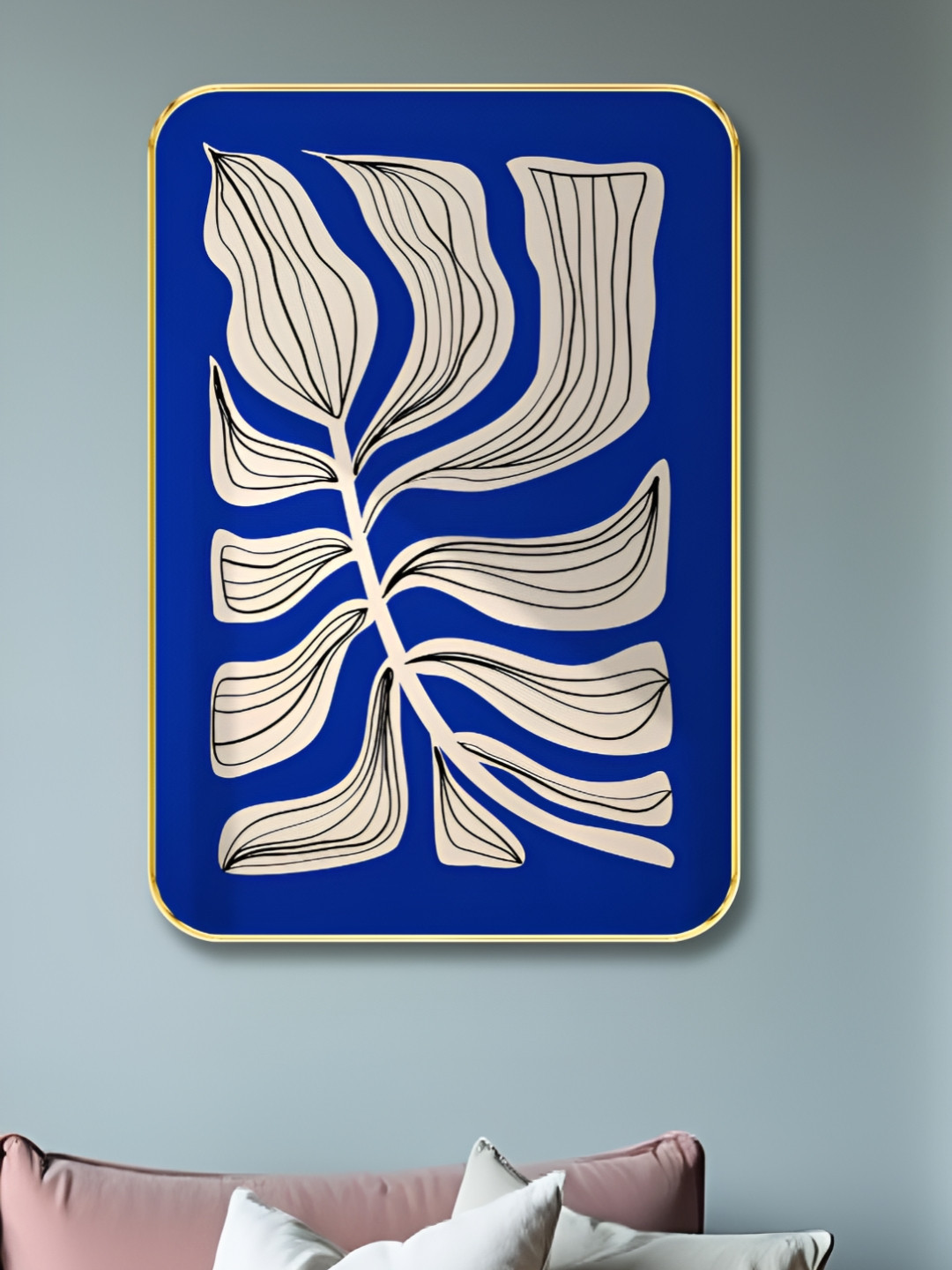 Livin'luxe Blue & Beige Modern Botanical Wall Art