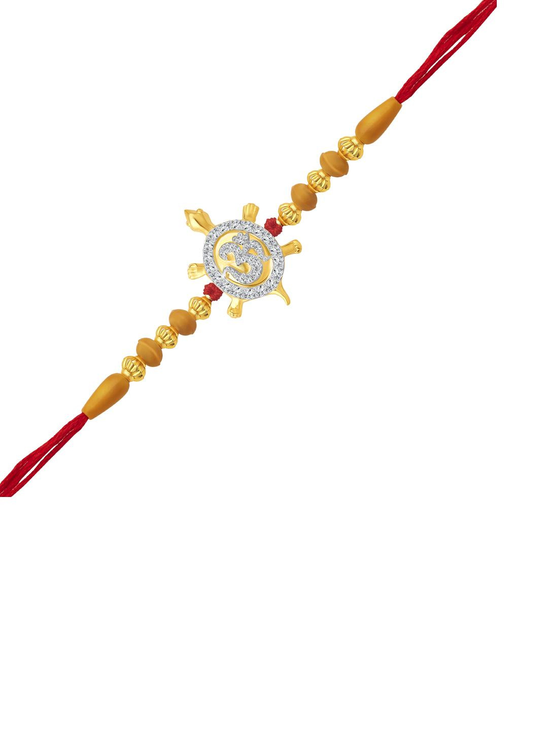 VIVASTR Golden Turtle With Artificial Beads Rakhi