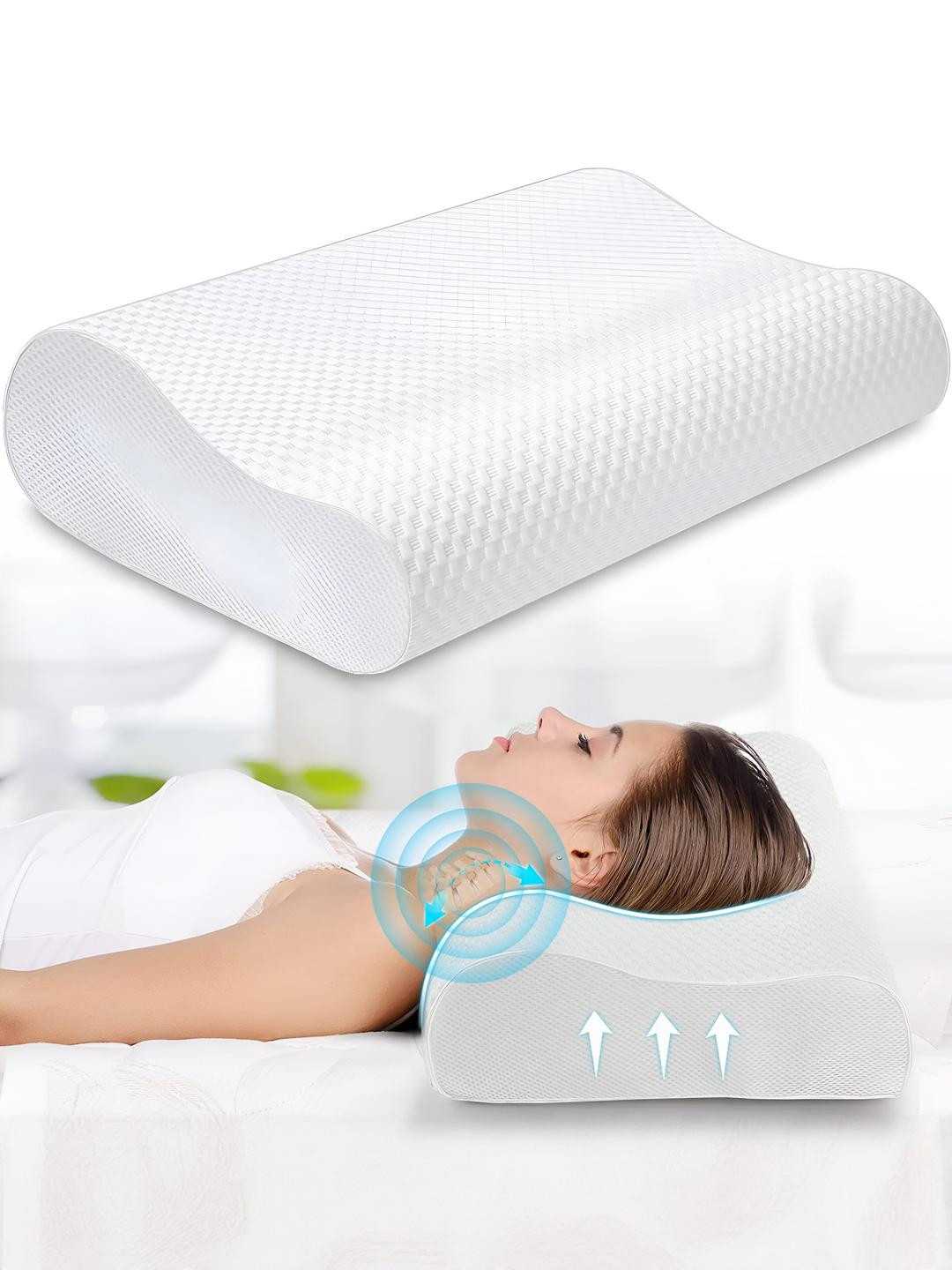 AD-RML White Memory Foam Filled Cotton Lightweight Sleep Pillow