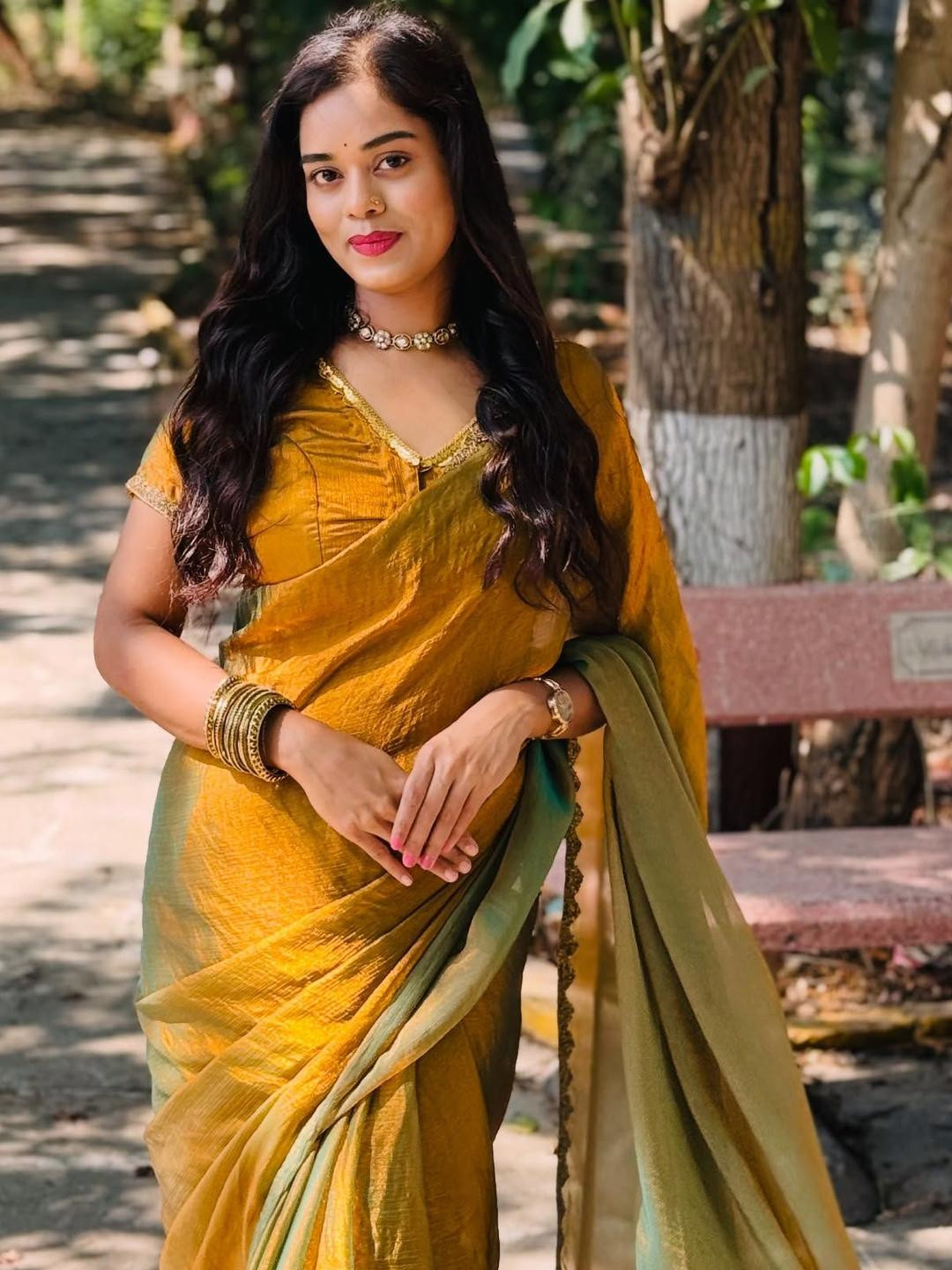 Moda Rapido Mustard Tissue Tussar Sarees