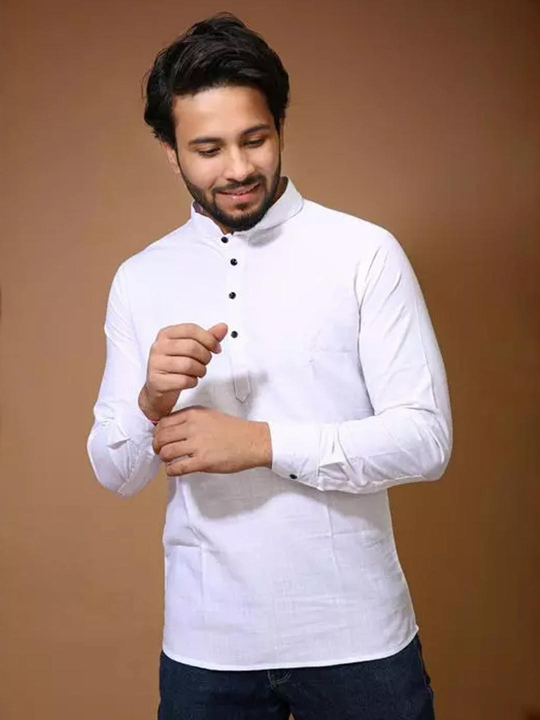 Eleni Trendz Men Cotton Solid Straight Kurta