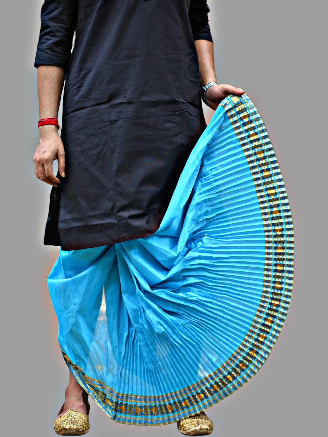 AMIT ONLINE Men Bengali Mour Puccho Dupion Silk Dhoti