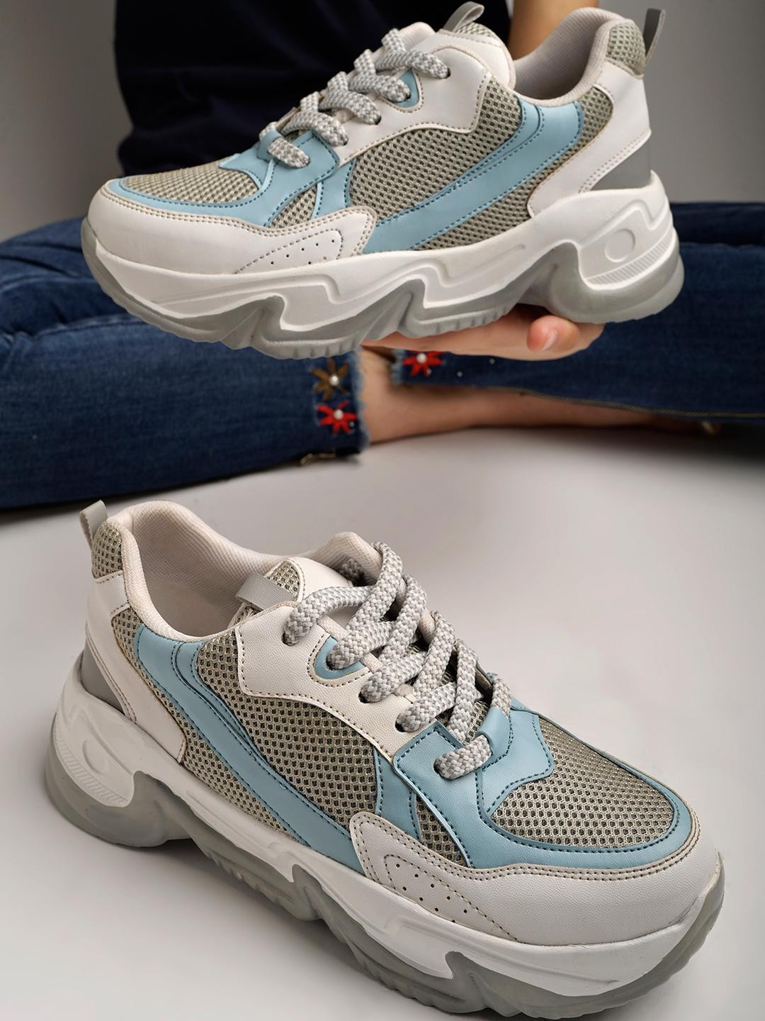 Stylestry Girls Grey and Blue Shoes