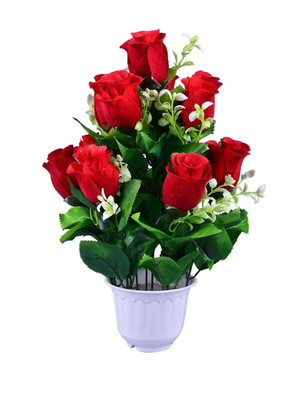YASH ENTERPRISES Red & Green Artificial Flower Plant with Pot - 30 cm