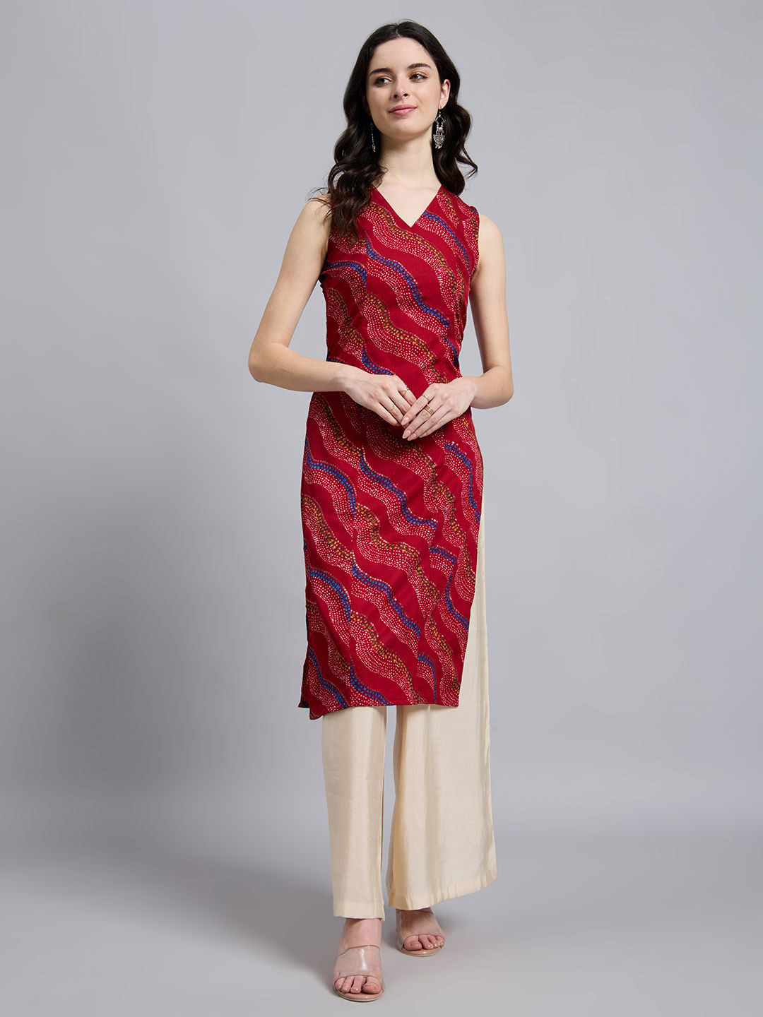 THE FAB FACTORY Women Striped Daily Straight Kurta