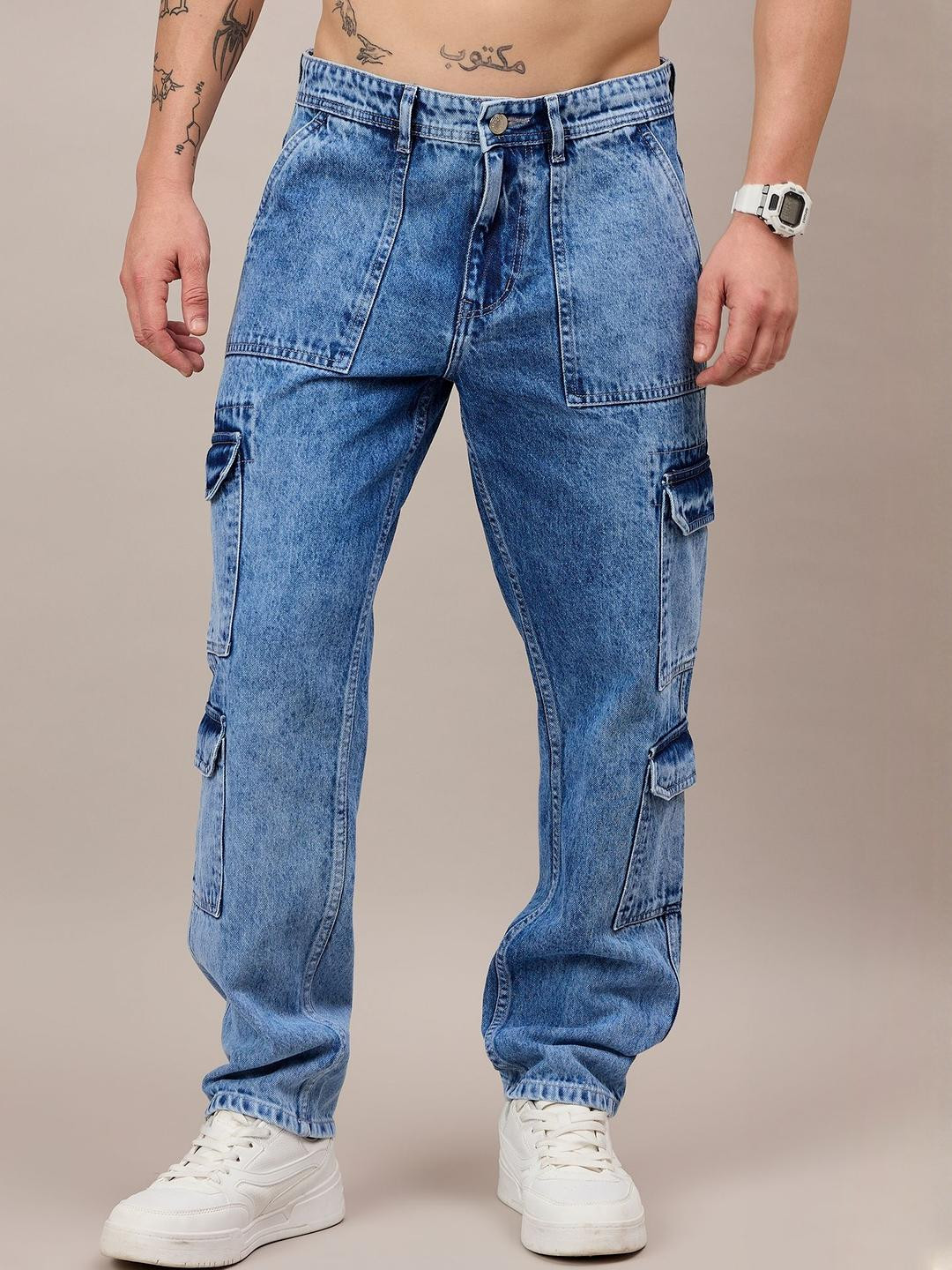 The Roadster Lifestyle Co. Men Pocket Pop Mid-Rise Pure Cotton Straight Jeans