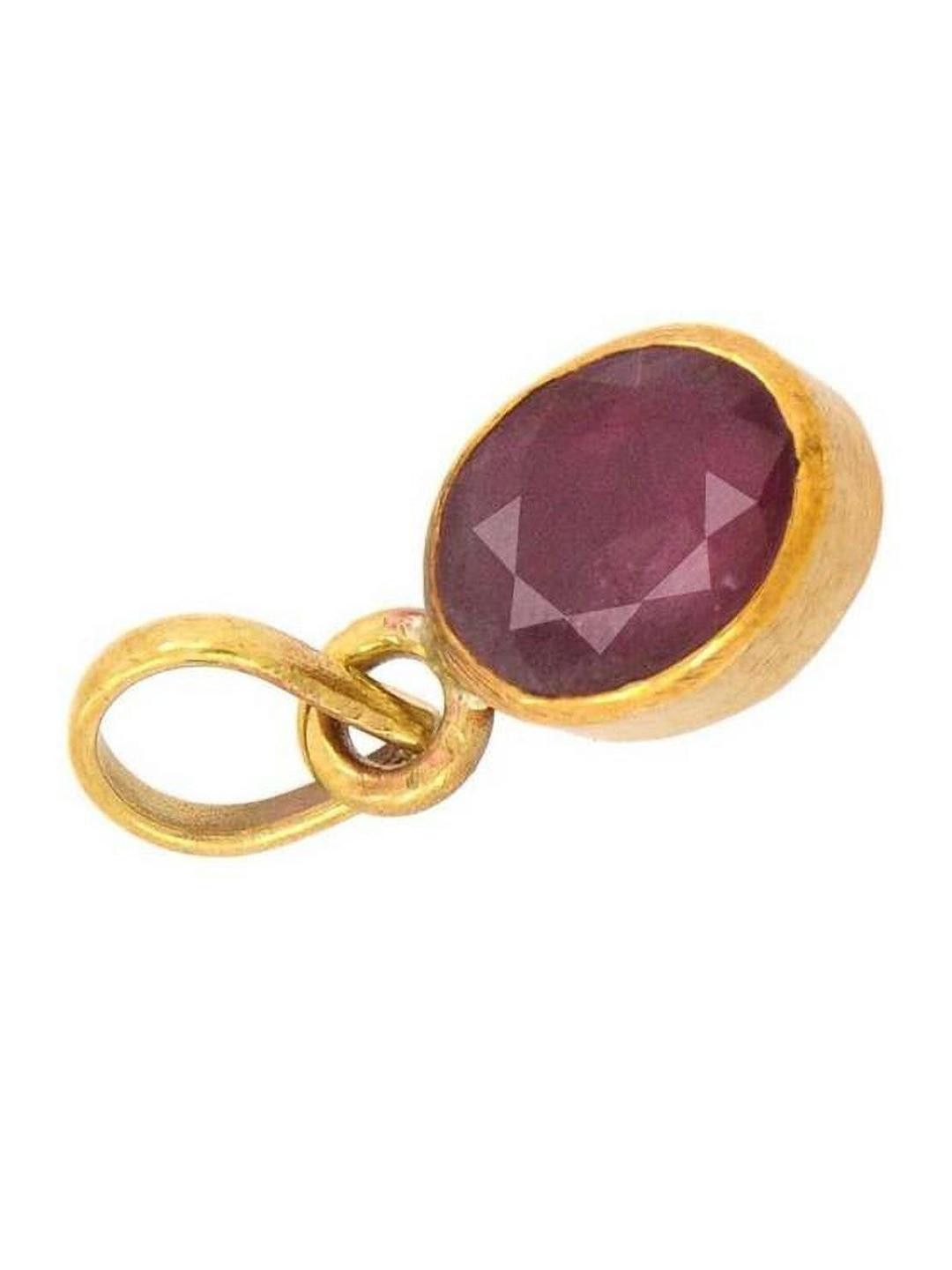 RAVIOUR LIFESTYLE Gold-Plated Red Stone Oval Pendants