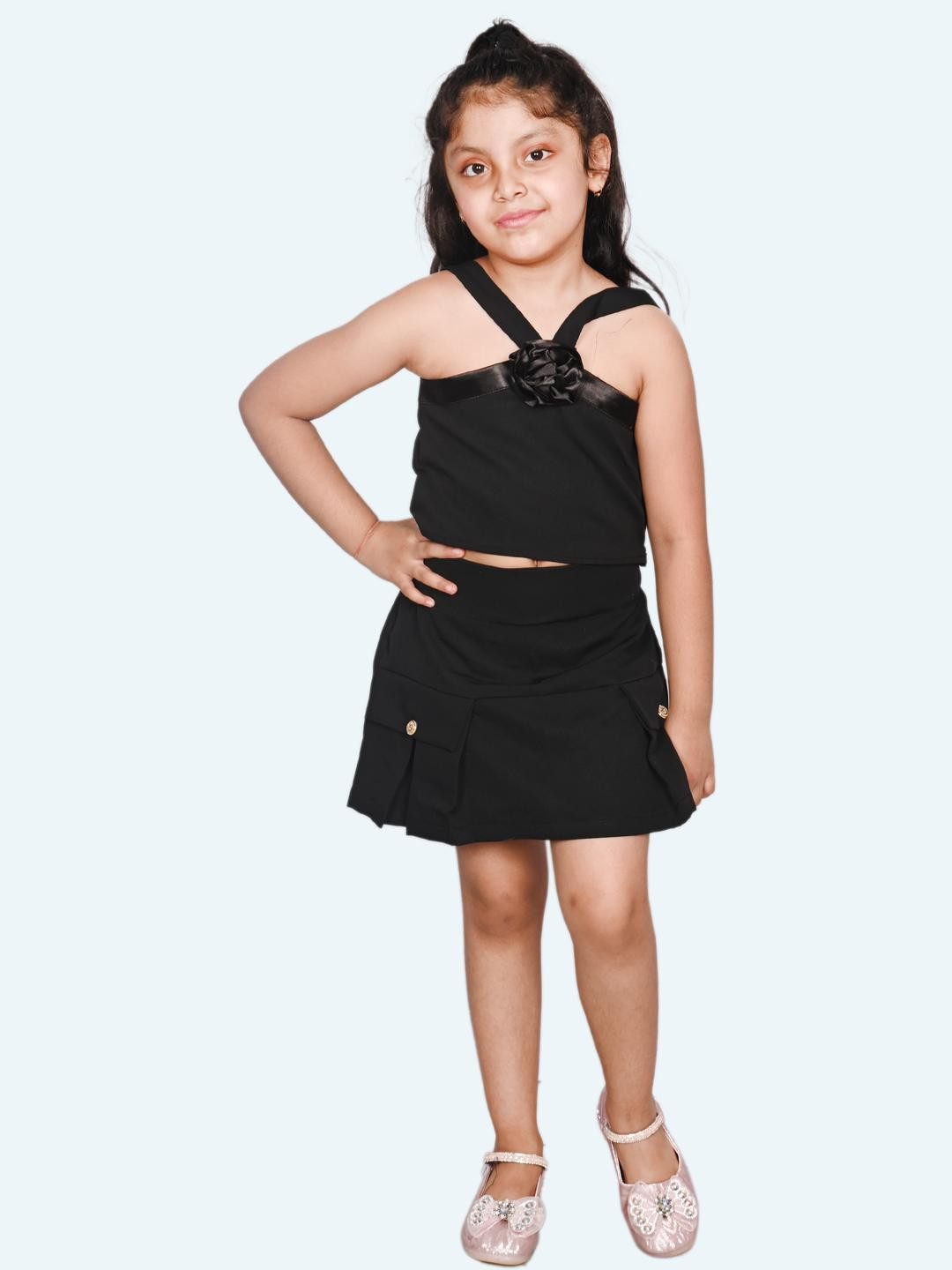 Modish Girls Top with Skirt Set