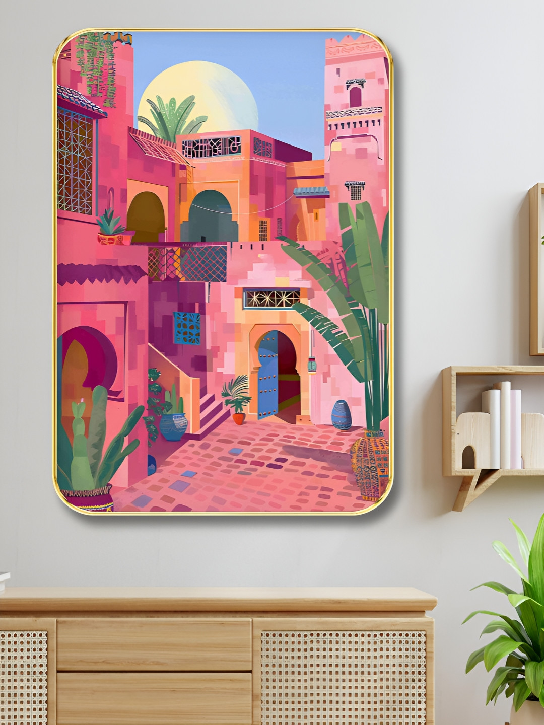 Livin'luxe Pink & White Moroccan Courtyard Wall Art