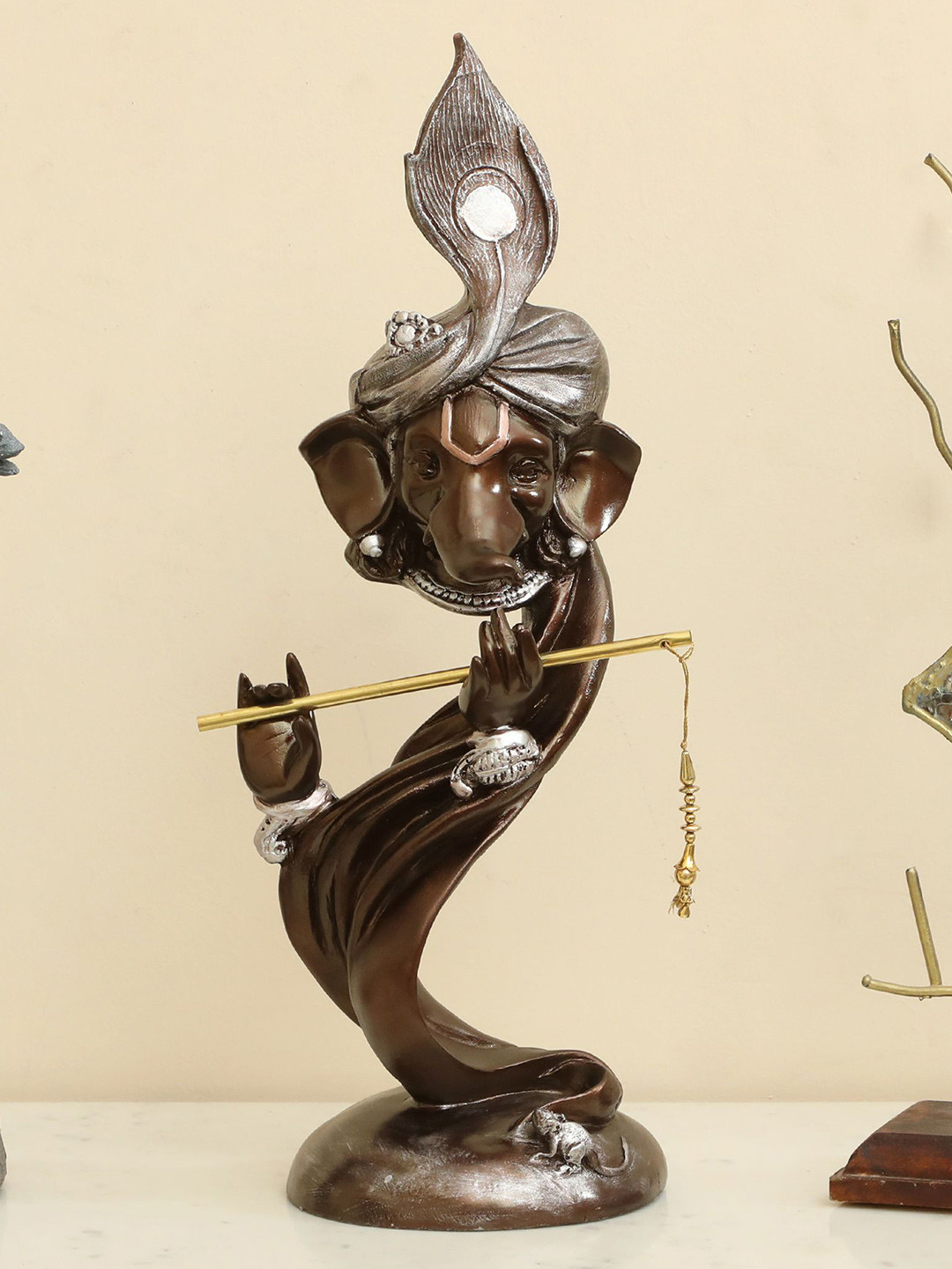vedas S-Rishi Brown & Silver-Toned Lord Ganesha Religious Idol Showpiece