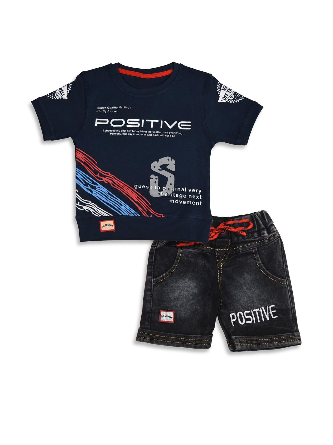 WORTON FASHION Boys Navy Blue Clothing Set