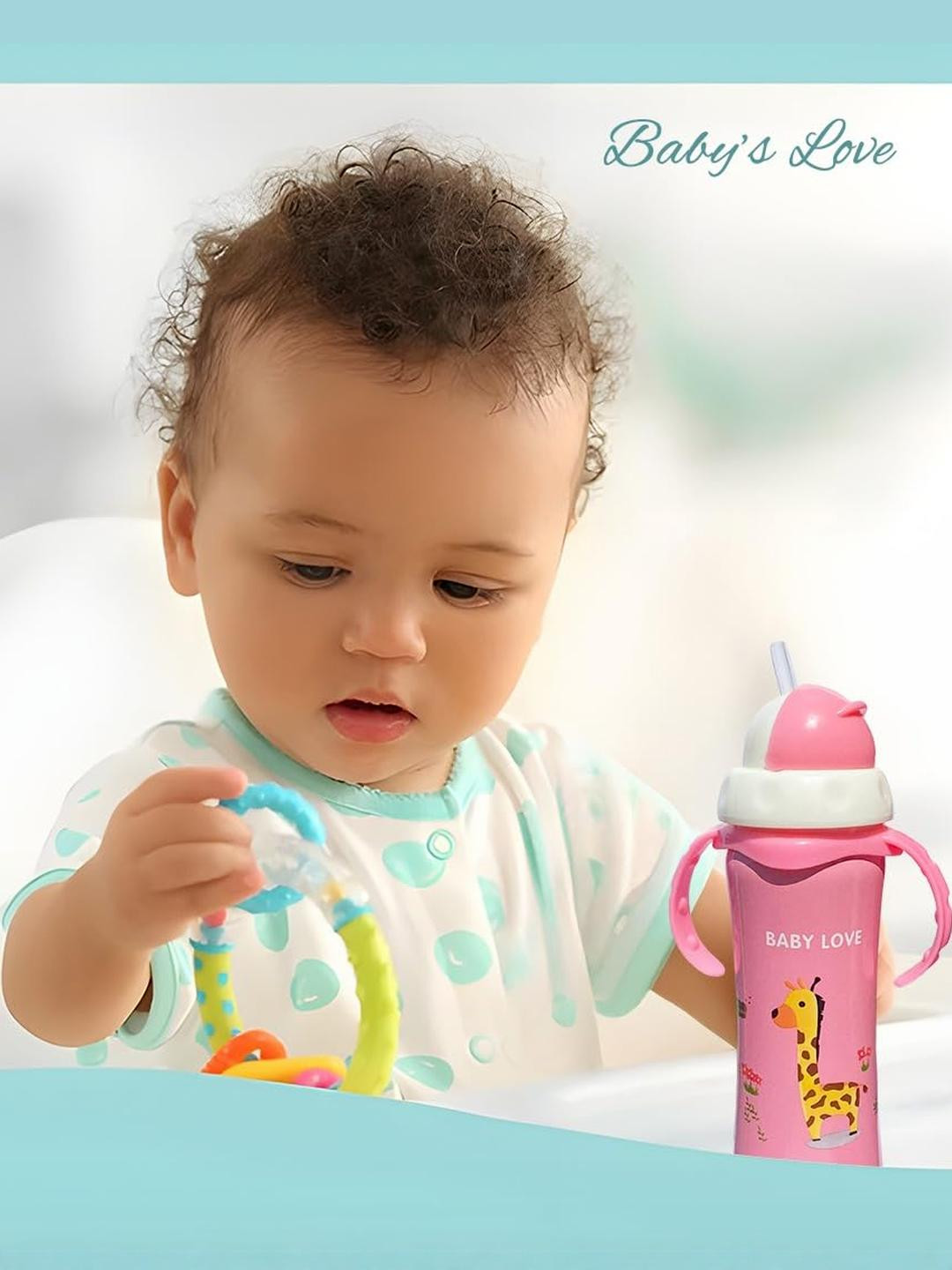 JOYFILLS Pink 3 in 1 Baby Water Bottle 240 ml