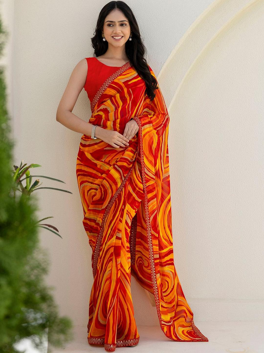 KALINI Patchwork Pure Georgette Designer Saree