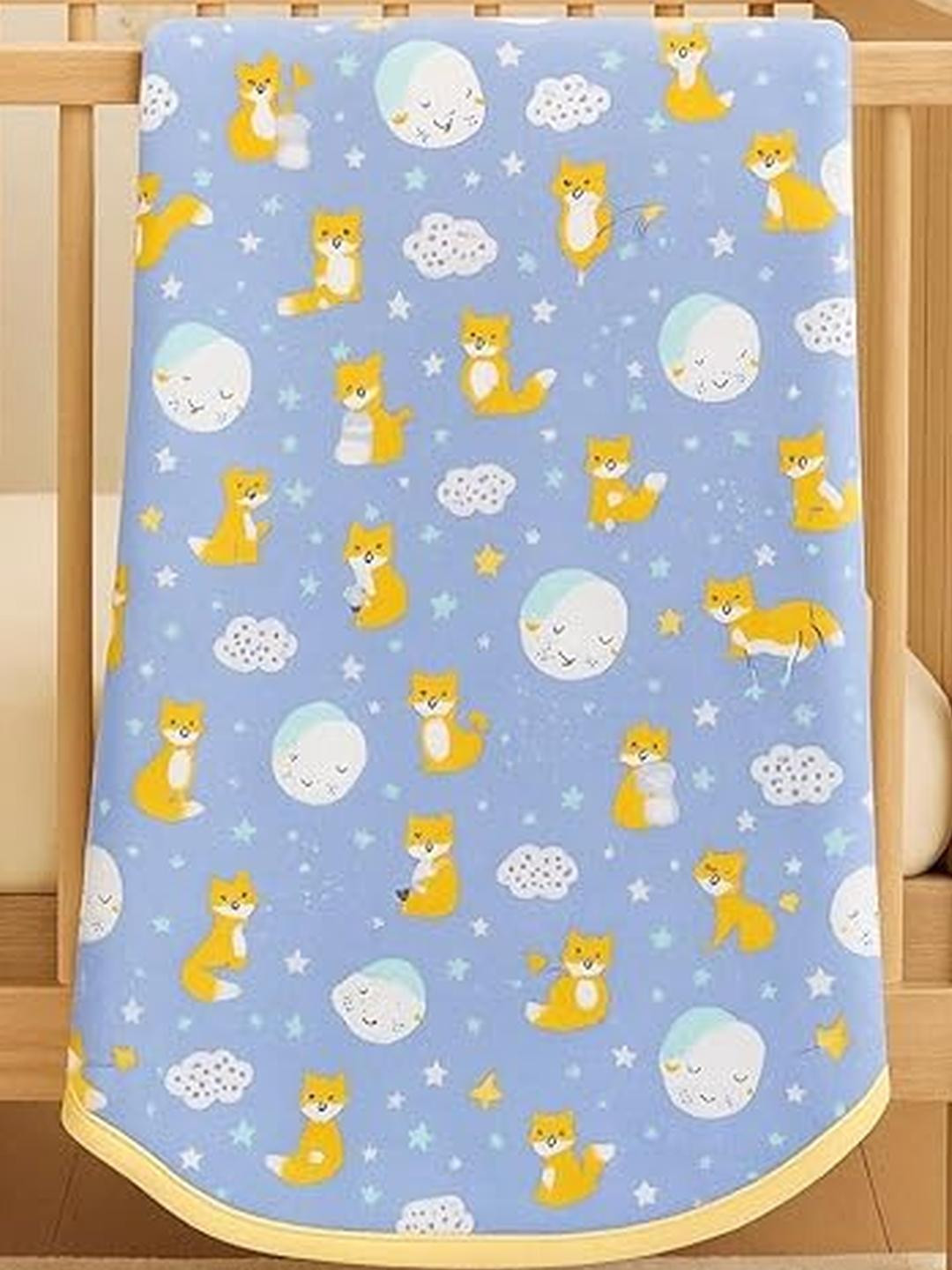Adhigams Turquoise Blue Cartoon Characters Winter 210 GSM Single Bed Blanket