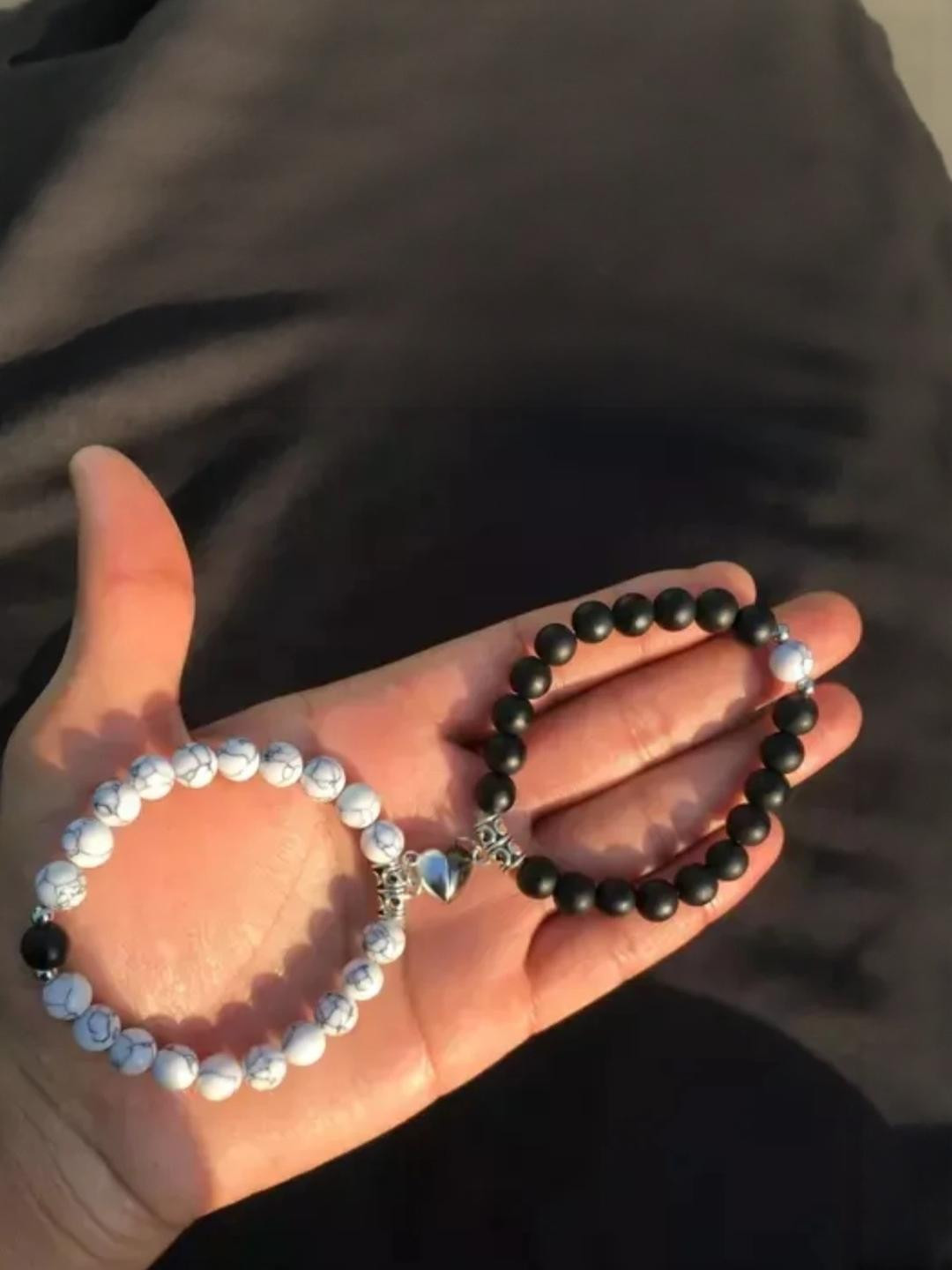 Rodya Unisex Silver Magnet Marble Bracelet