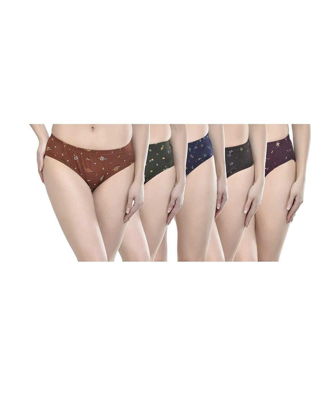 D1 DIFFERENT ONE Set of 5 Women Floral Printed Hipster Panty