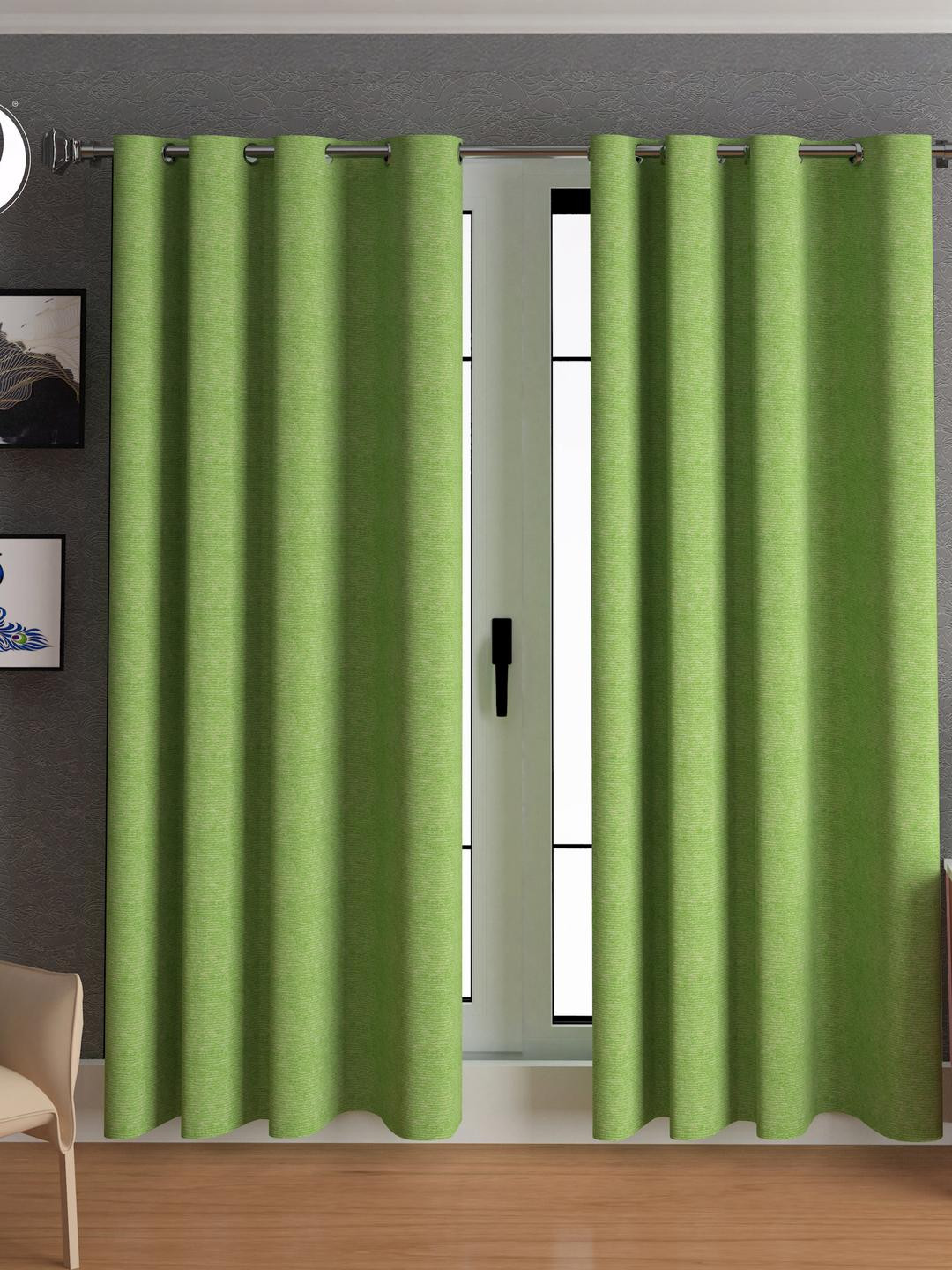 Lunar Days Set of 2 Green Room Darkening Eyelet Ring Door Curtains