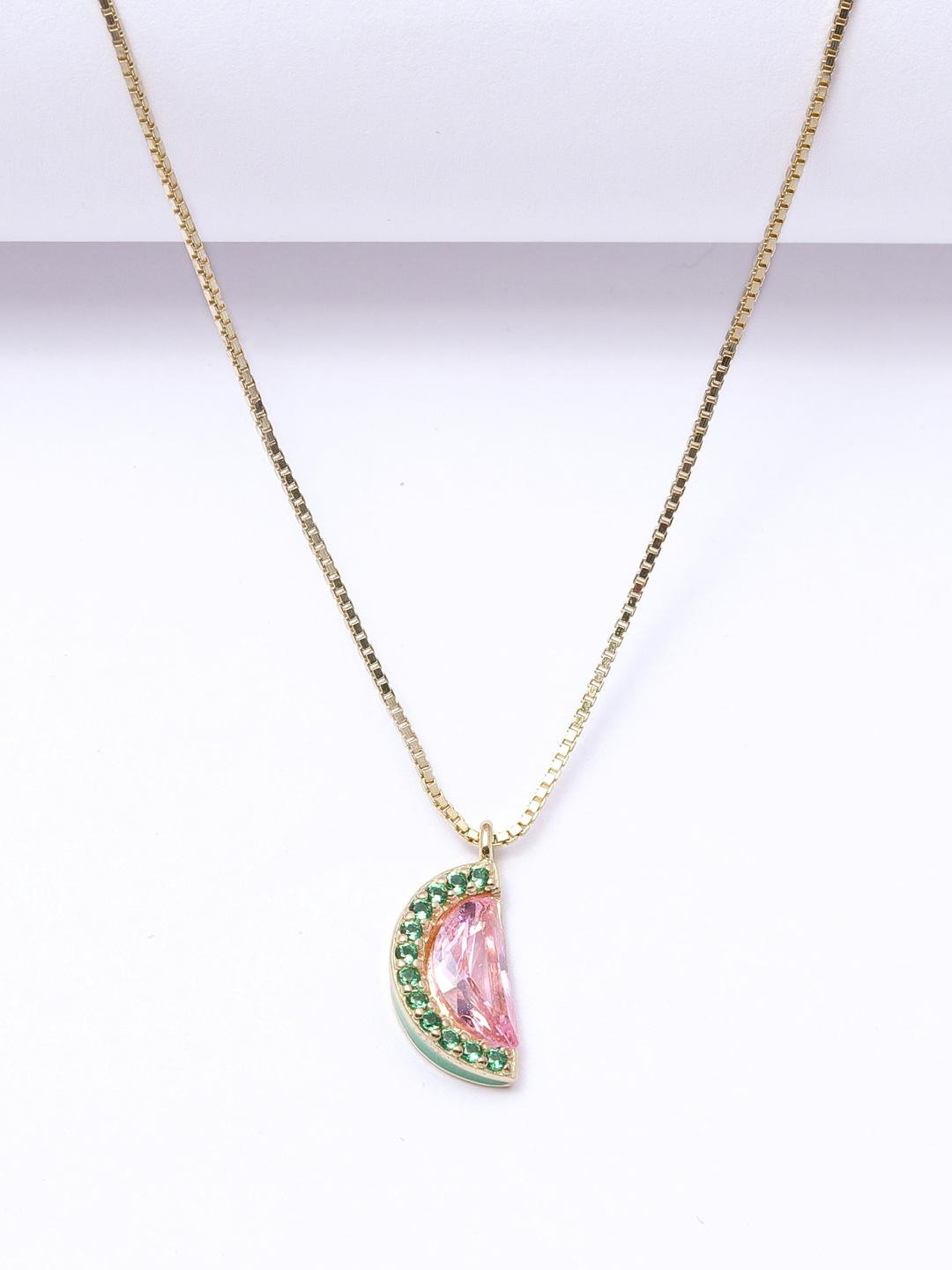 925 Silver 18k Gold Finish Pink Sapphire with Emerald Pendant