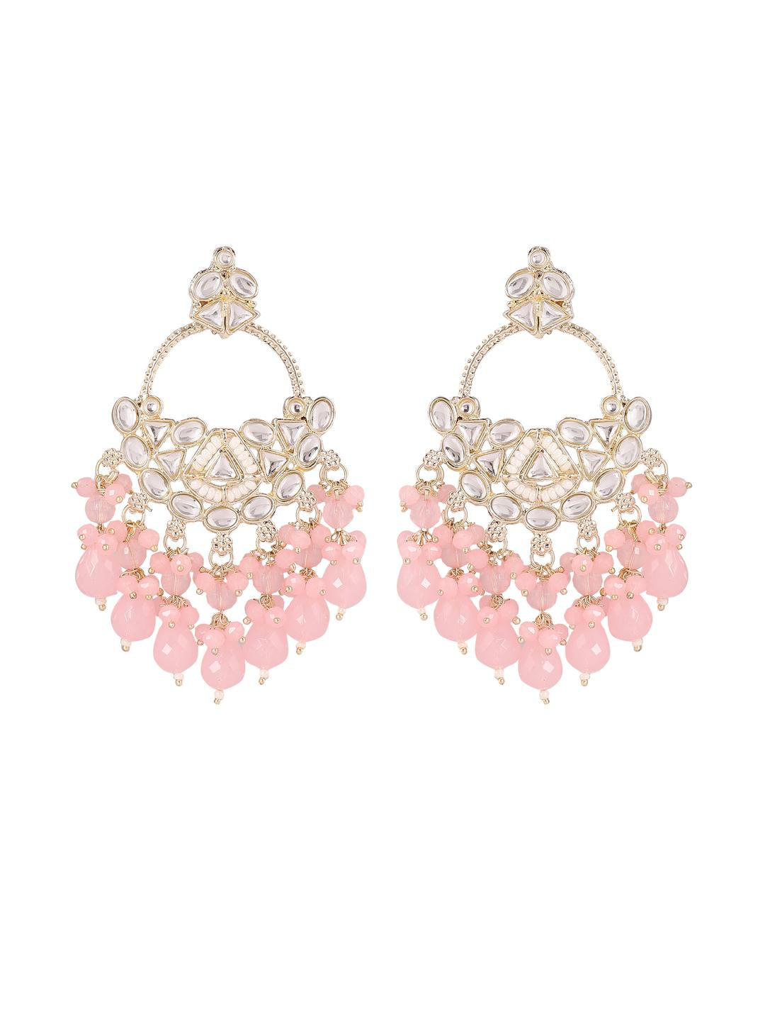 Handmade Gold Plated Kundan Bali Earrings with Colorful Drop Moti  Bollywood Style by Zarmar Fashion Jewellery