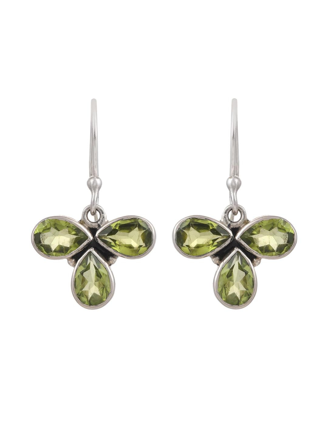 Silver Planets 92.5-925 Sterling Silver Peridot, Stone Ethnic Earring For Women And Girls