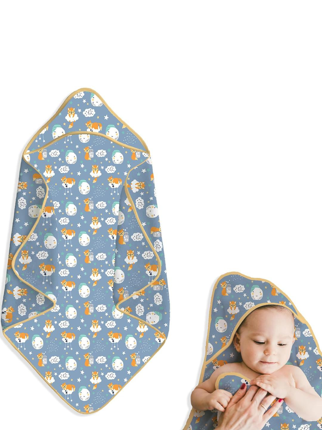 Adhigams Blue & White Cartoon Characters Summer 210 GSM Single Bed Blanket