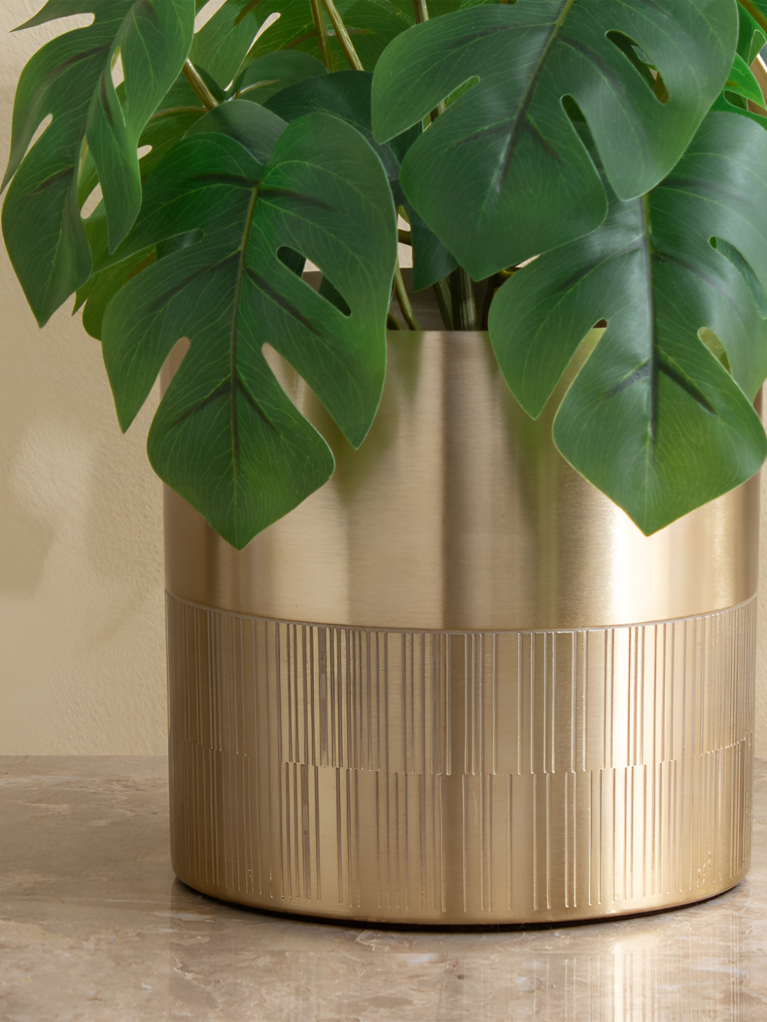 Home Centre Ember Opt Linix Yellow Textured Etching Planter