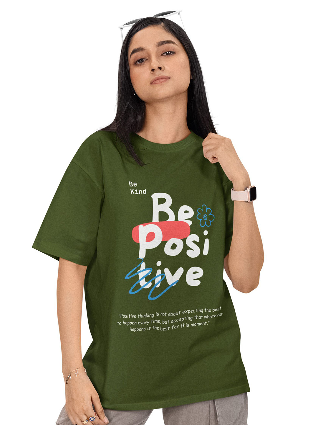 Reifica Typography Printed Pure Cotton Oversized T-shirt