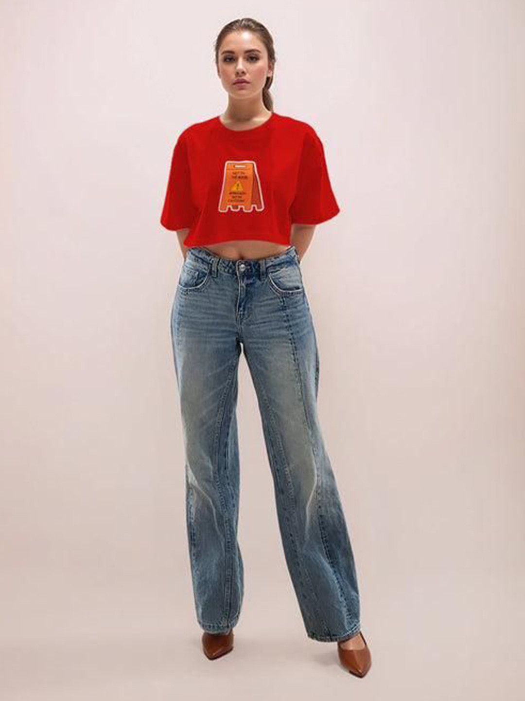 Zink London Graphic Printed Crop length T-shirt