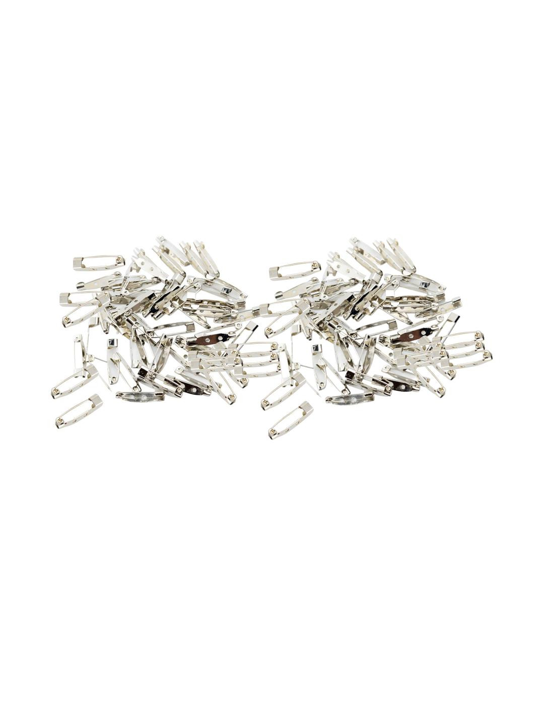 FURE 2.5cm Pack of 100  Silver-Toned Plated Metal Brooch Pins